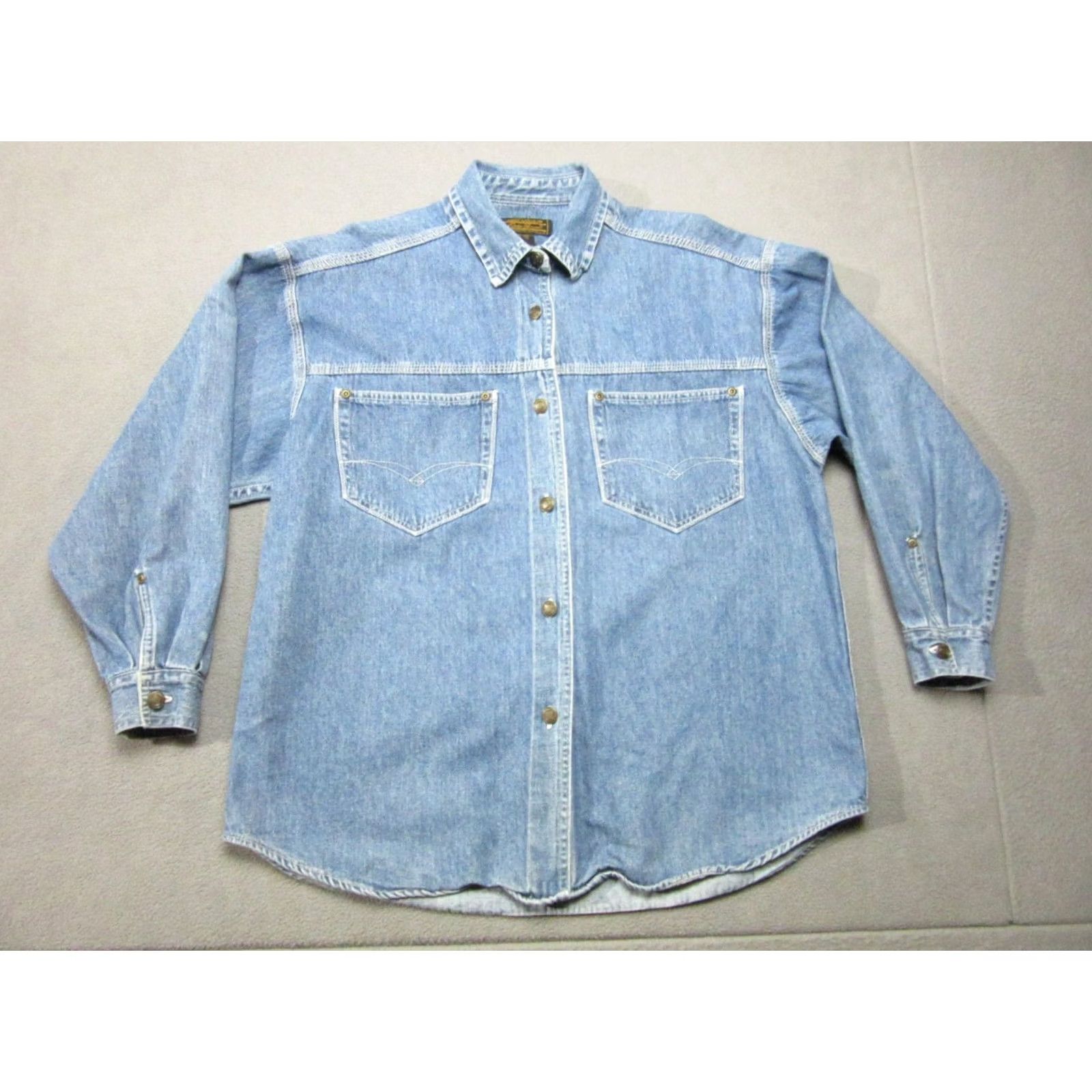 Eddie Bauer VINTAGE Eddie Bauer Shirt Womens Medium Blue Western Denim Cowboy Button-Up Long Sleeve Womens Regular Pink? Size M / US 6-8 / IT 42-44 - 2 Thumbnail