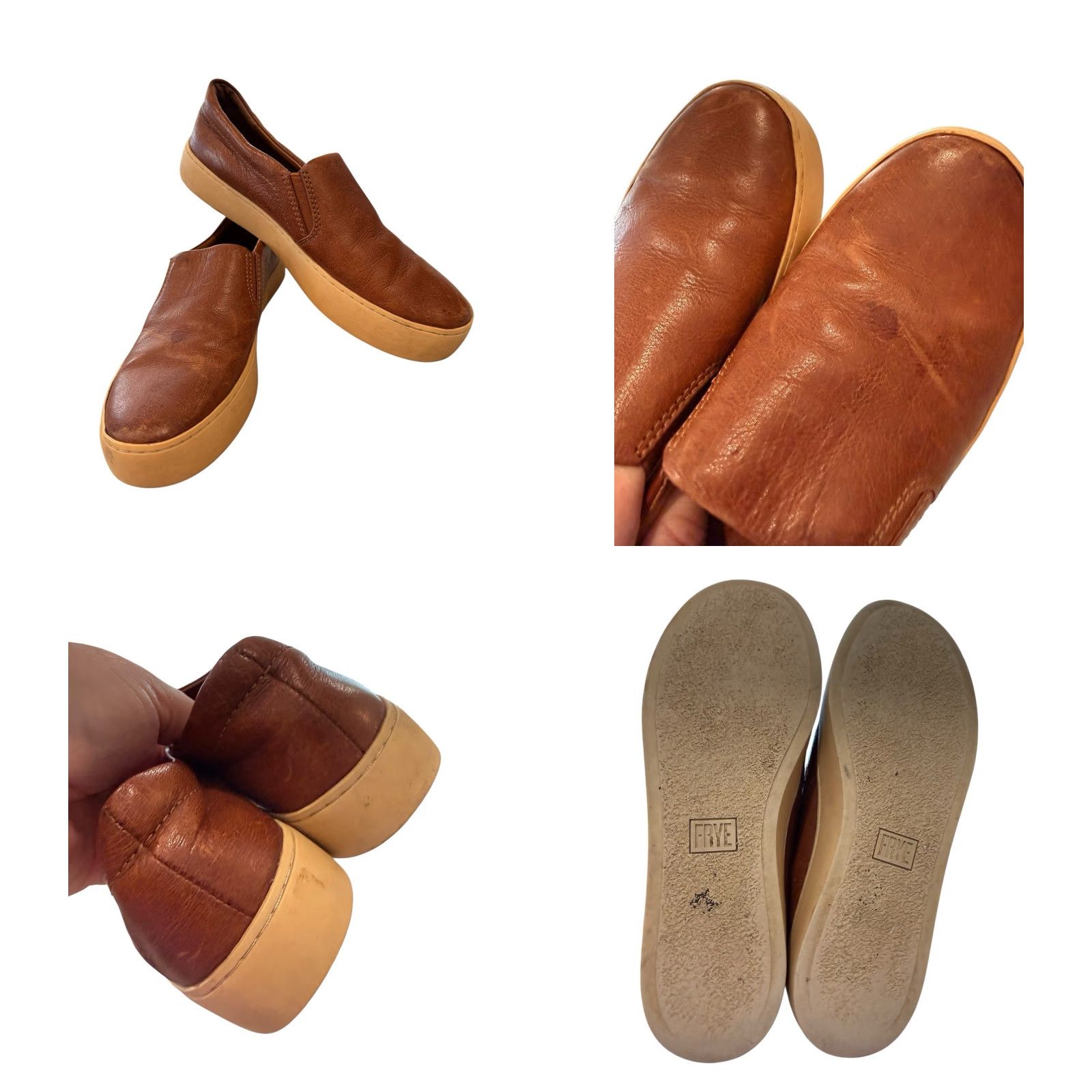 Frye Frye Lena Cognac Leather Slip On Sneakers Women’s Size 6.5 M (Slip-On, Flat) Size US 7 / IT 37 - 8 Thumbnail