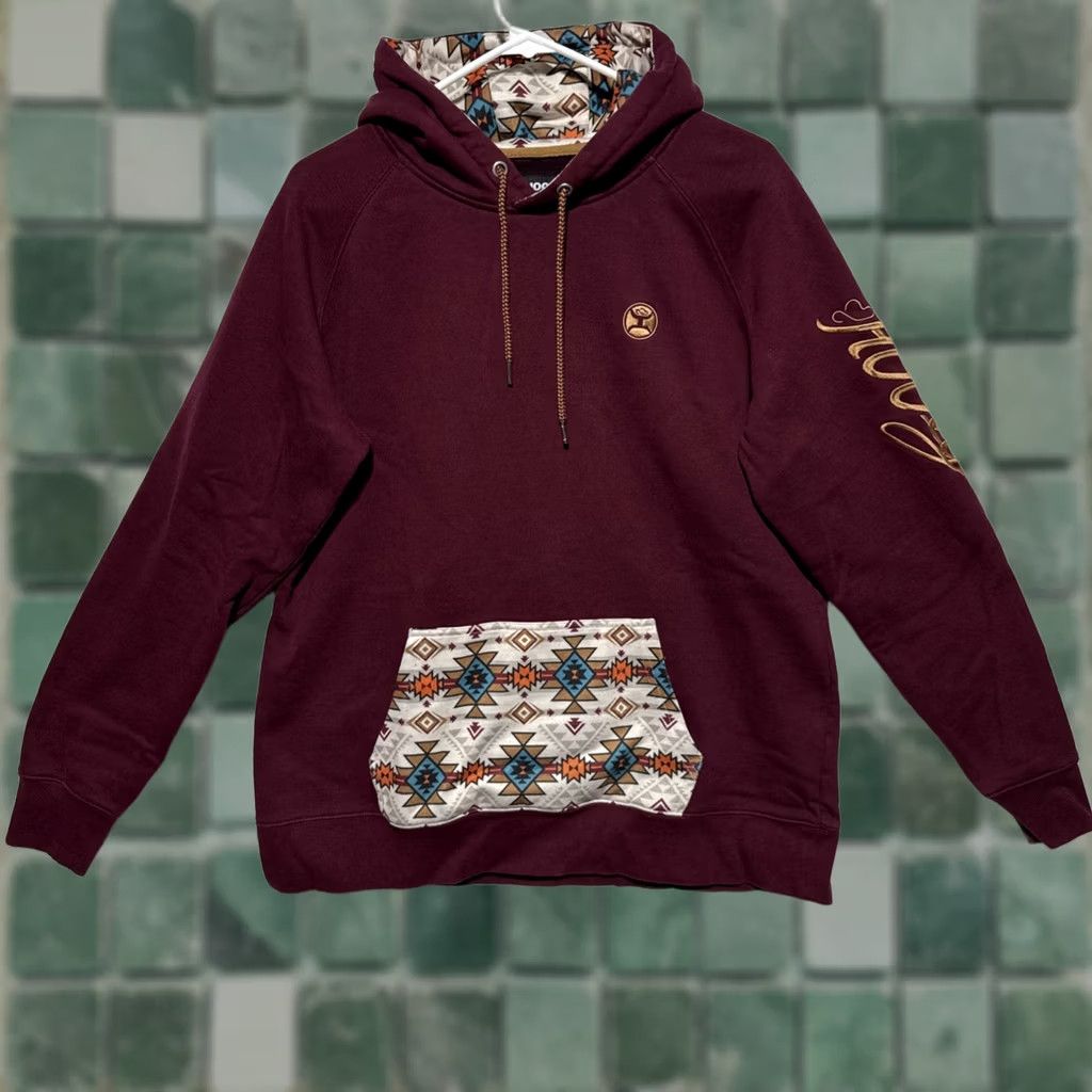 Vintage HOOEY LADIES MONTERREY MAROON HOODIE AZTEC PRINT SIZE XXL Hoodie Womens Regular Fleece Pullover Hooded Pockets Aztec Activewear Size XXL / US 16-18 / IT 52-54 - 1 Thumbnail