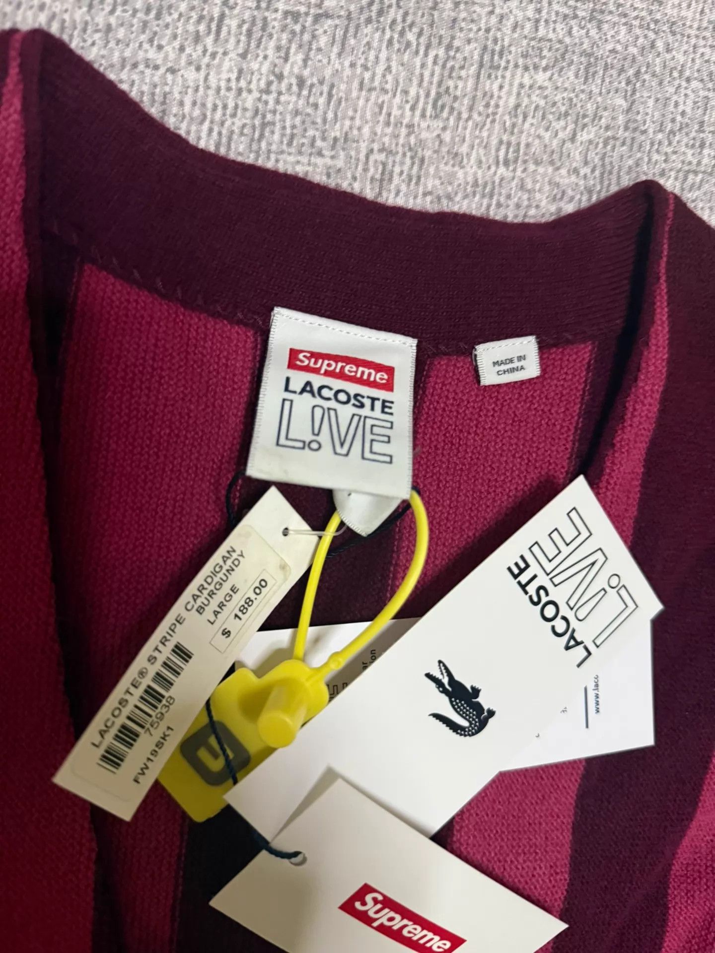Lacoste Lacoste burgundy wool cardigan L new with tags Size L / US 10 / IT 46 - 3 Thumbnail