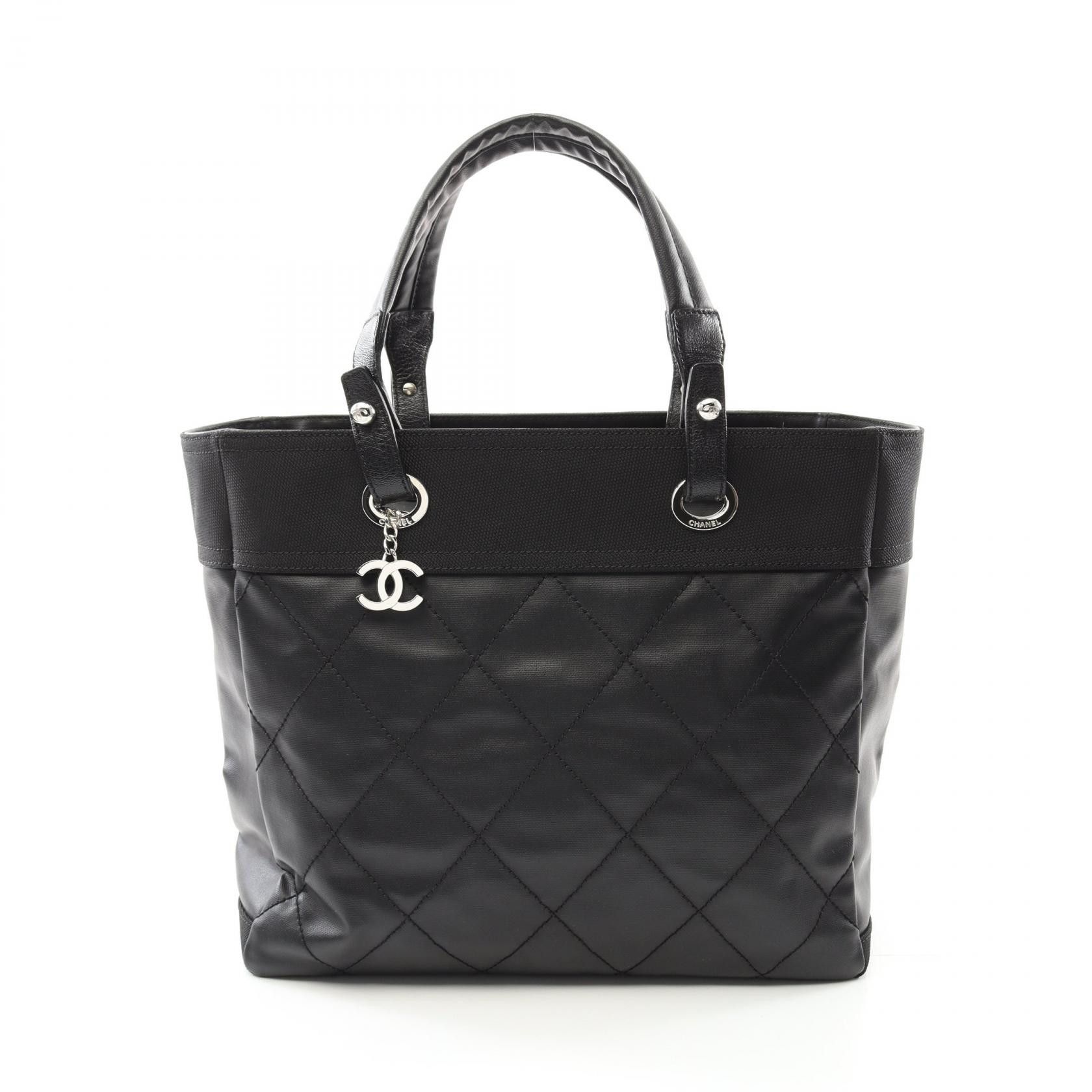 Chanel Chanel Paris Biarritz Pvc Coated Canvas Tote Bag Canvas Tote Bag A34209 in Black, Women's