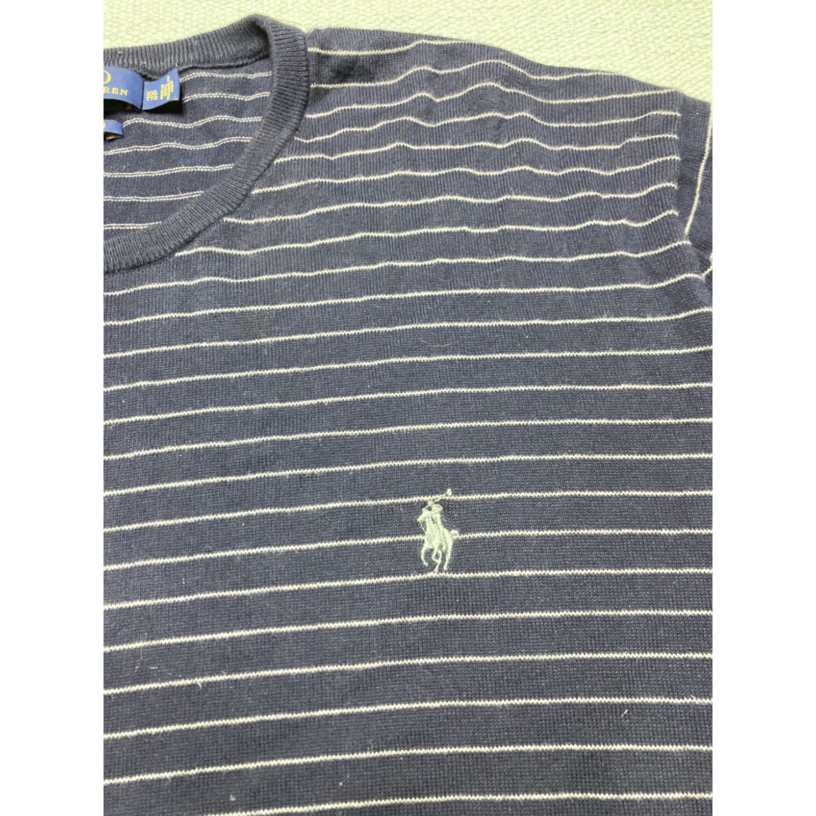 Ralph Lauren VINTAGE Polo Ralph Lauren Pima cotton striped long sleeve shirt Navy Blue Adult XXL EUC Size US XXL / EU 58 / 5 - 5 Thumbnail