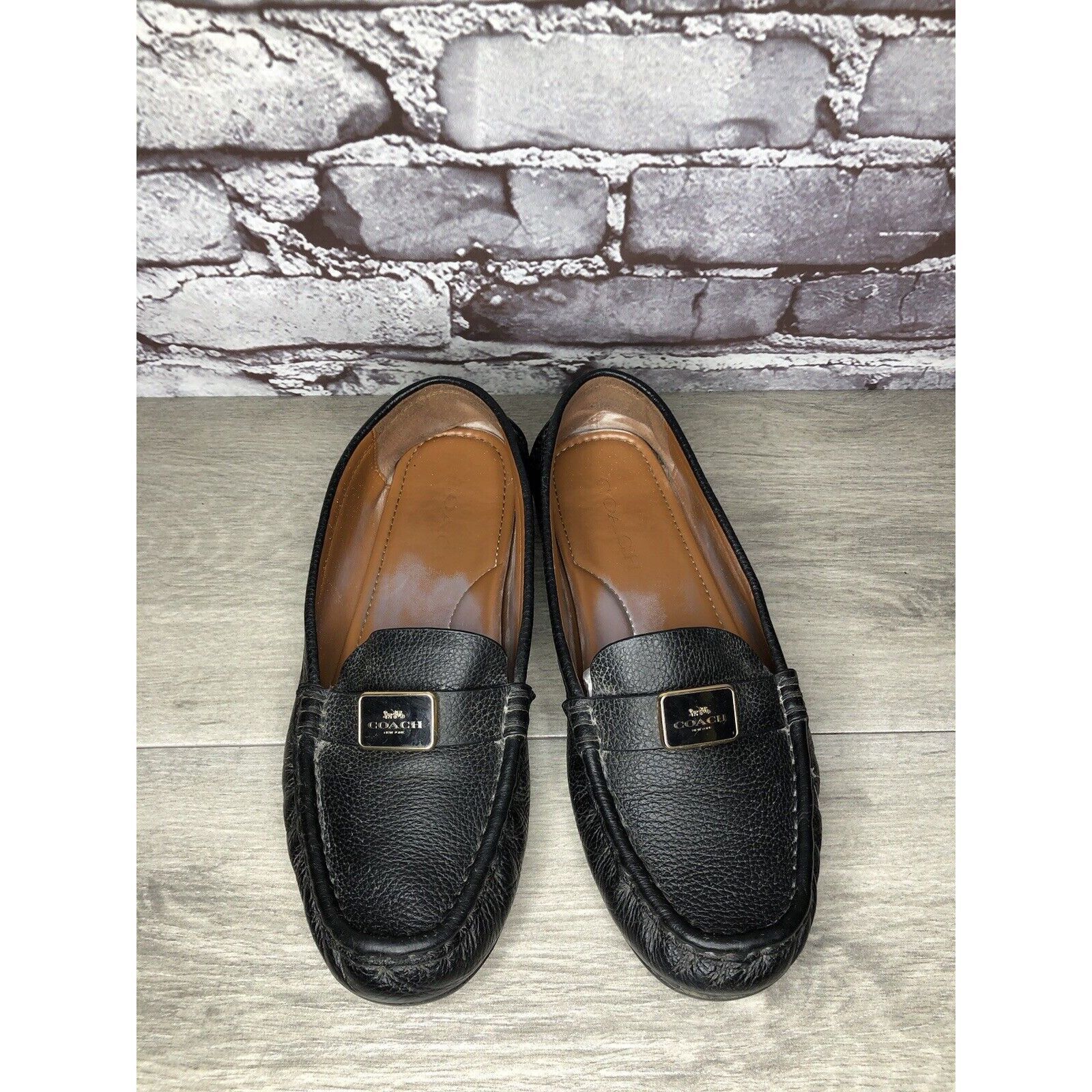 Coach Coach Black Pebbled Leather Badge Moccasin Loafers Shoes Wom Size US 8.5 / IT 38.5 - 24 Thumbnail