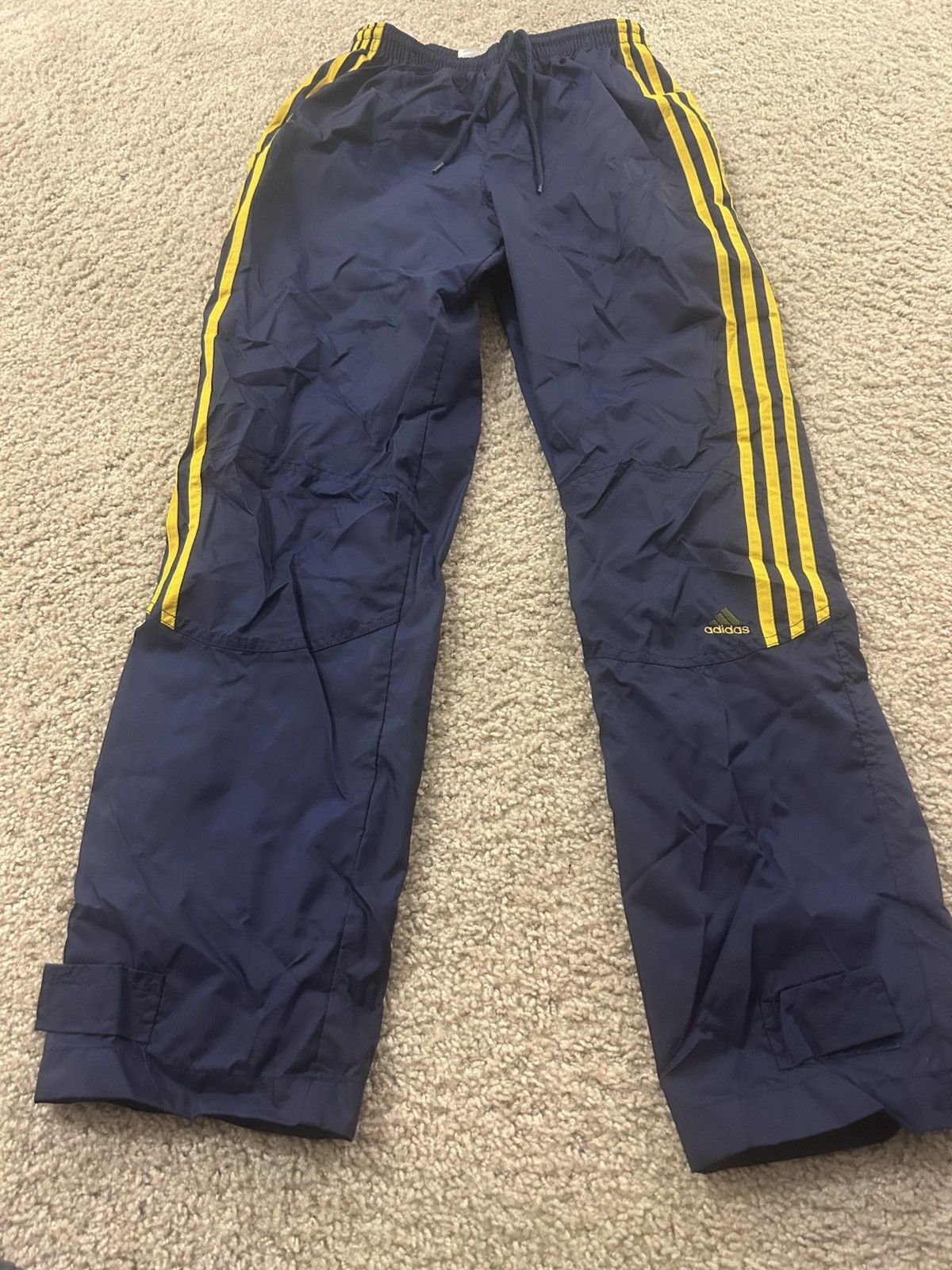 Adidas × Vintage Adidas striped y2k track pant navy and gold youth XL Size US 30 / EU 46 - 2 Thumbnail