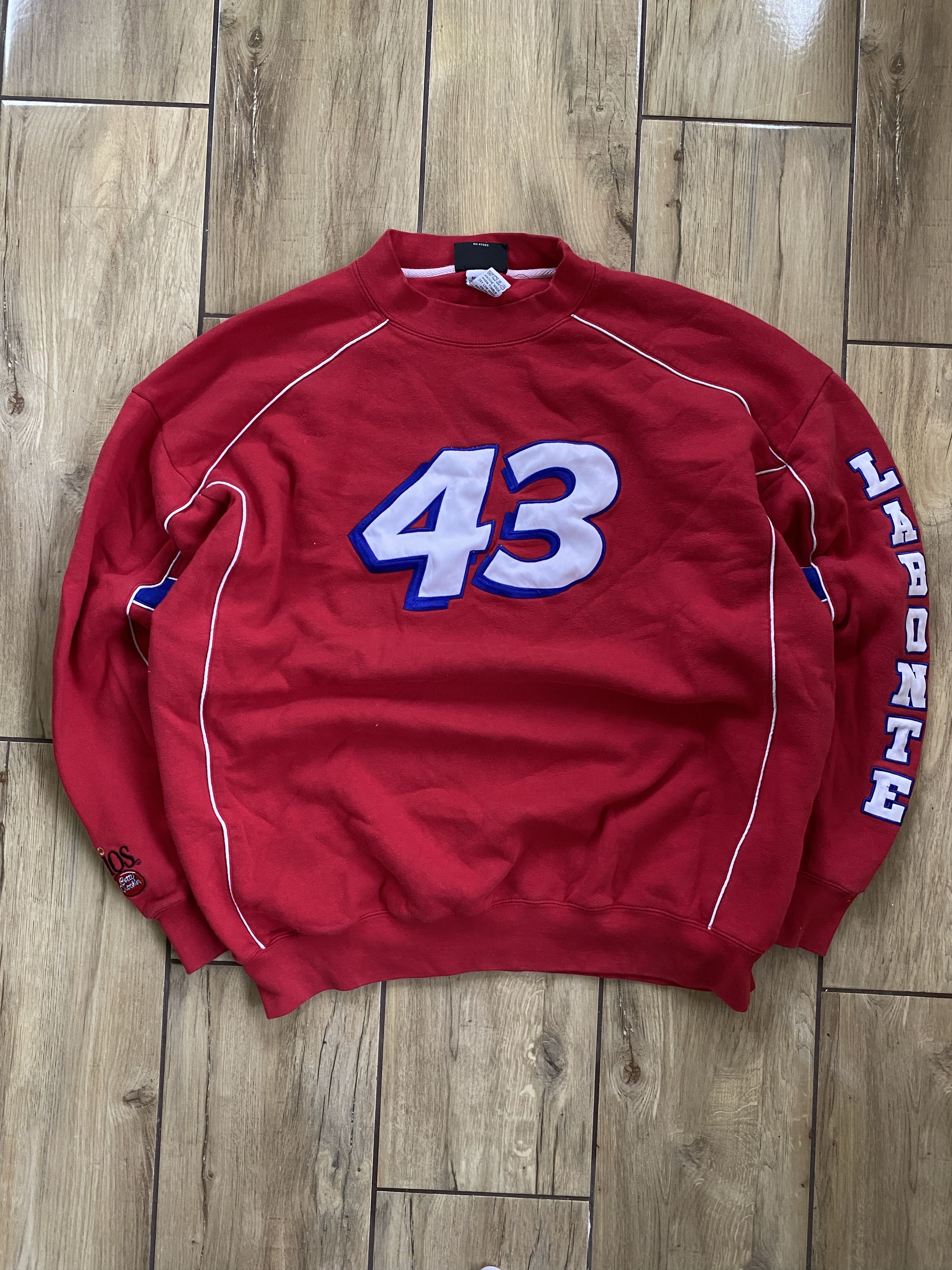NASCAR × Vintage Vintage NASCAR Sweatshirt – Red – Size XL – #43 LABONTE Size US XL / EU 56 / 4 - 2 Thumbnail