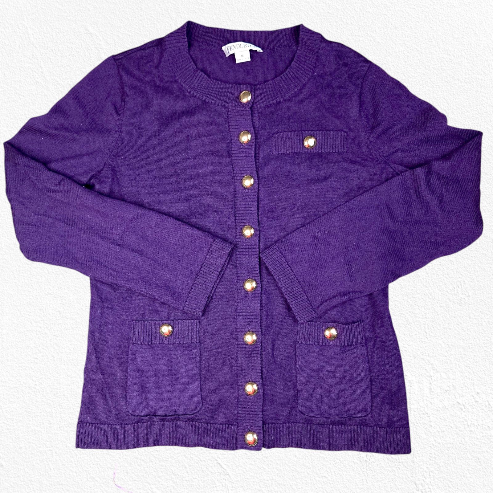 Pendleton Y2K Pendleton Purple Merino Wool Cardigan Size Medium Size M / US 6-8 / IT 42-44 - 2 Thumbnail