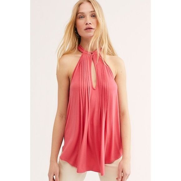Free People Free People Date Night Ivory Pintuck Keyhole Halter Tunic To Size XS / US 0-2 / IT 36-38 - 3 Thumbnail