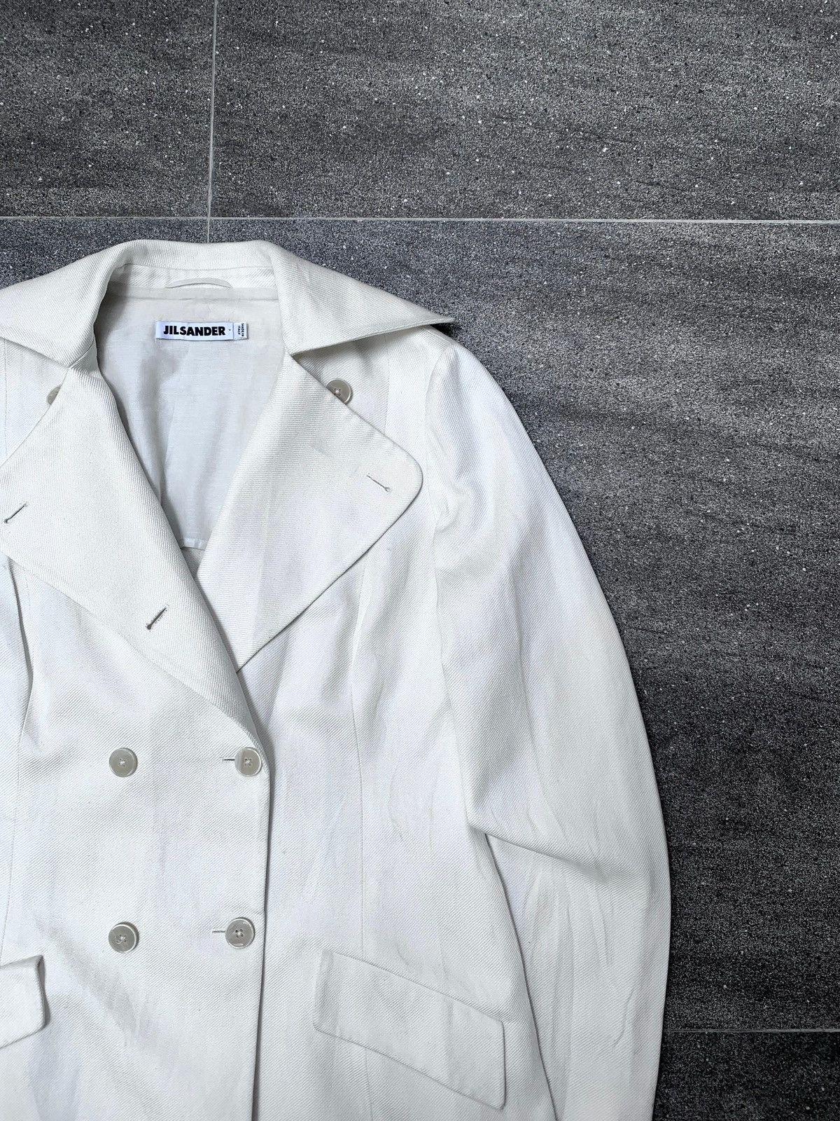 Jil Sander × Raf Simons 2000s Linen Blend Double Breasted Coat Size XS / US 0-2 / IT 36-38 - 2 Thumbnail