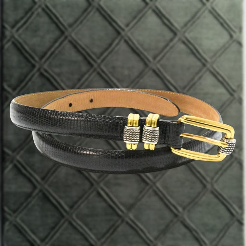 Brighton VINTAGE Brighton Leather Belt 90s Reptile-Embossed  display picture 1