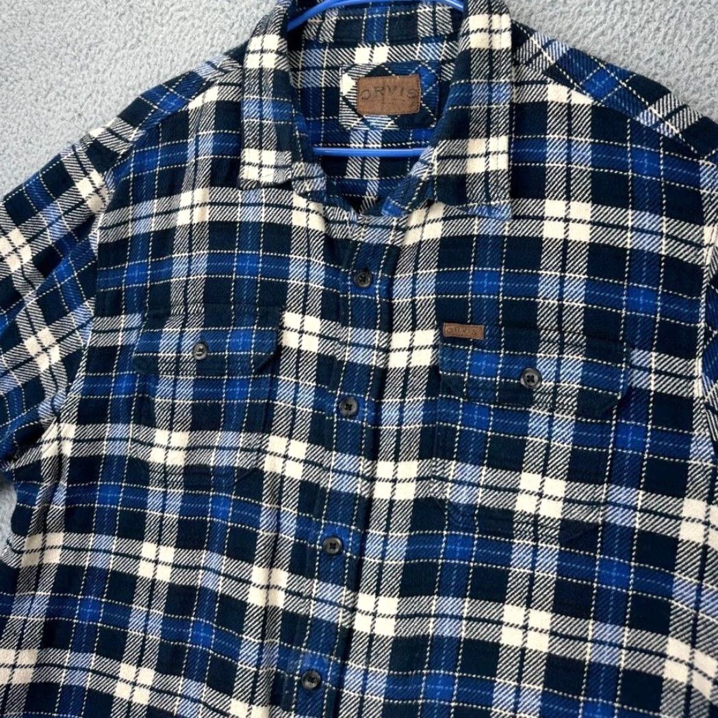 Orvis Orvis Shacket Shirt Adult XL Navy Multi Plaid Button Up Pocket Men Size US XL / EU 56 / 4 - 4 Thumbnail