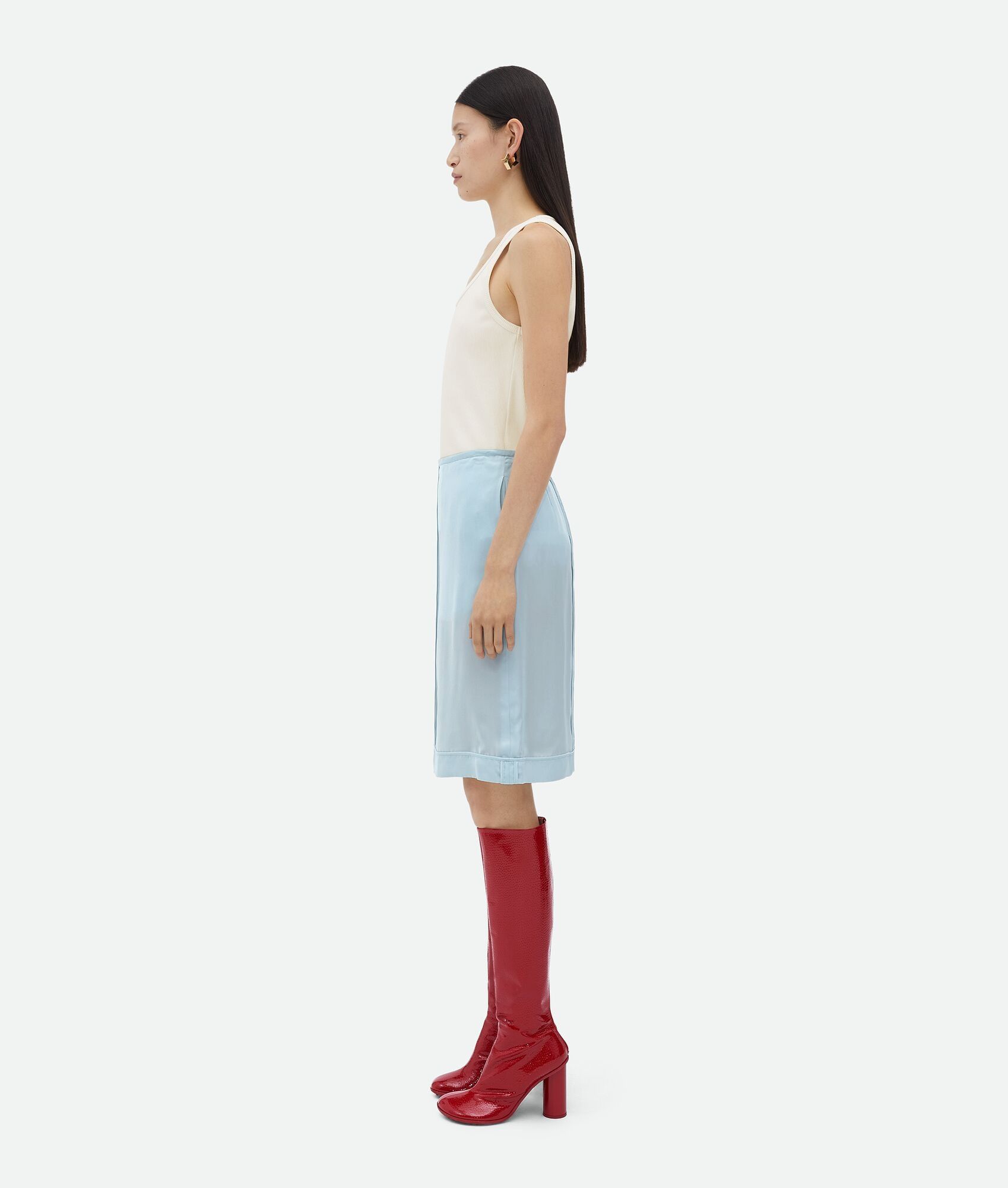Bottega Veneta o1s1rm1025 Sheer Cupro Midi Skirt in Dusk Blue Size 26" / US 2 / IT 38 - 2 Thumbnail