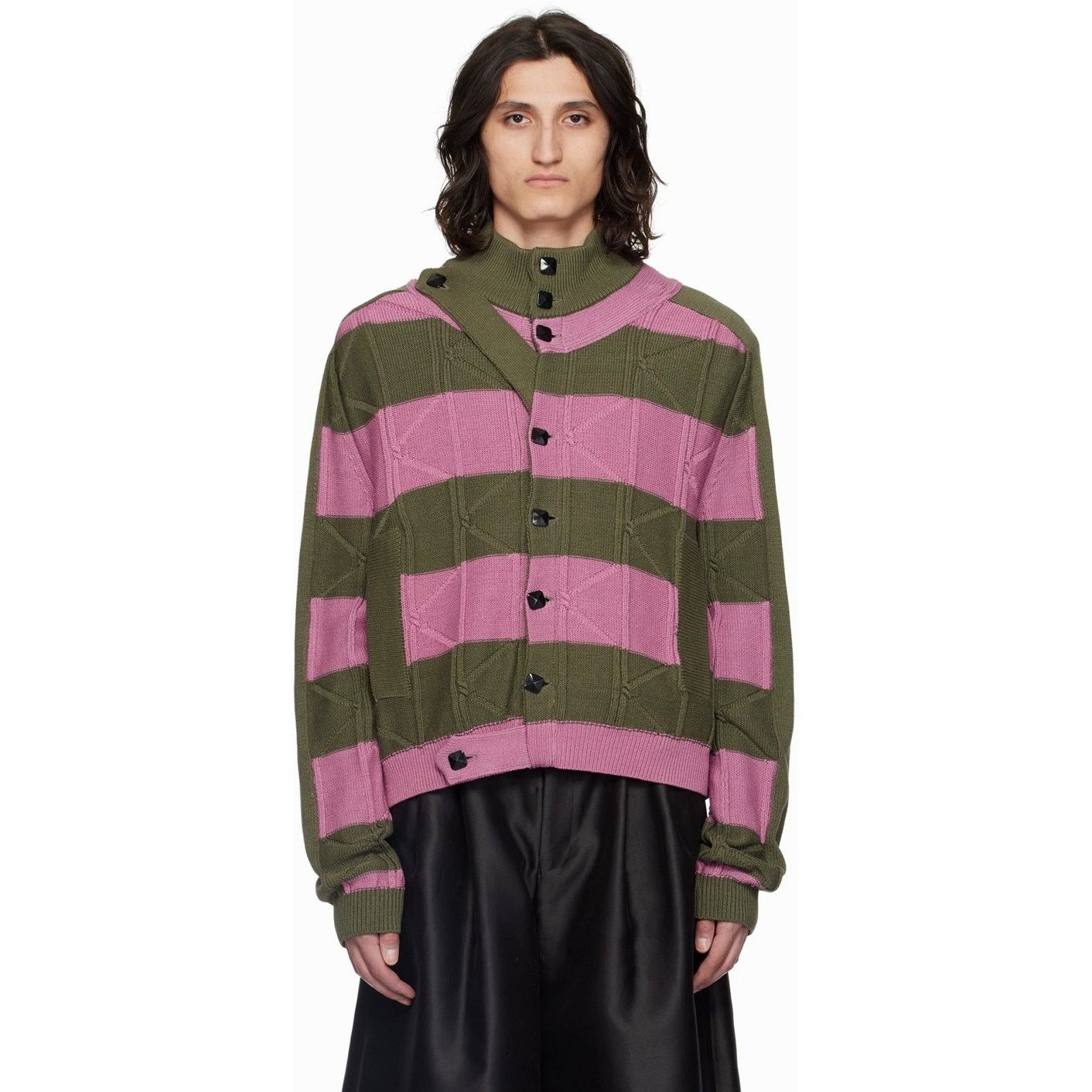 Kiko Kostadinov Kiko Kostadinov Pink & Khaki Merli Cardigan Size US L / EU 52-54 / 3 - 11 Thumbnail