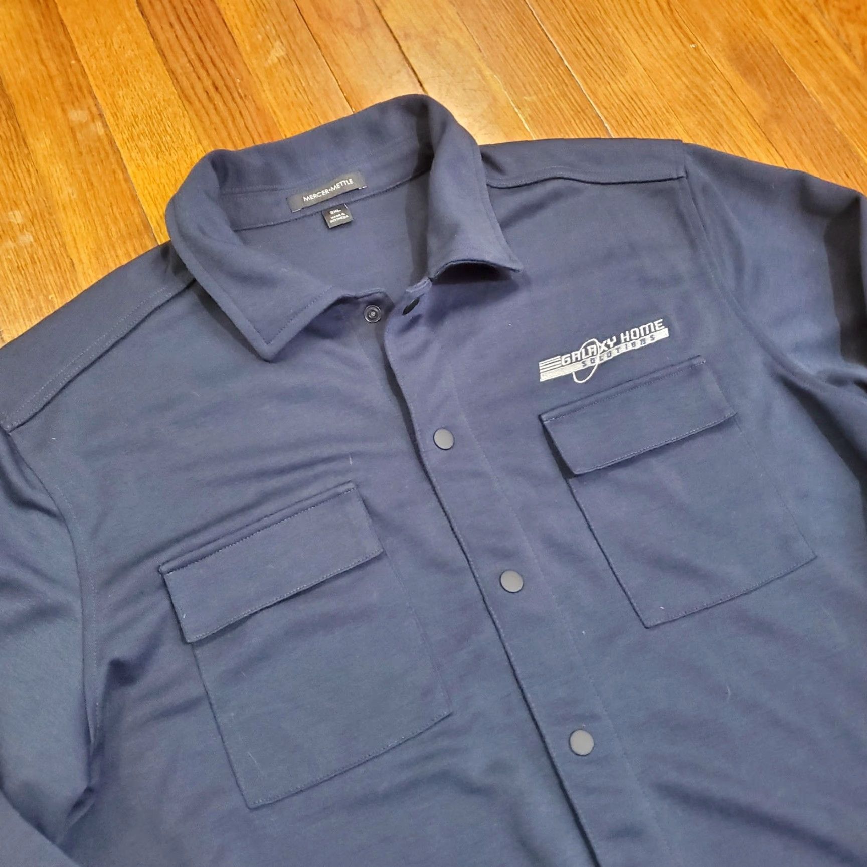 Vintage Mercer+Mettle Jacket Mens 2XL Blue Snap Front Shirt Jacket Galaxy Home Workwear Size US XXL / EU 58 / 5 - 5 Thumbnail