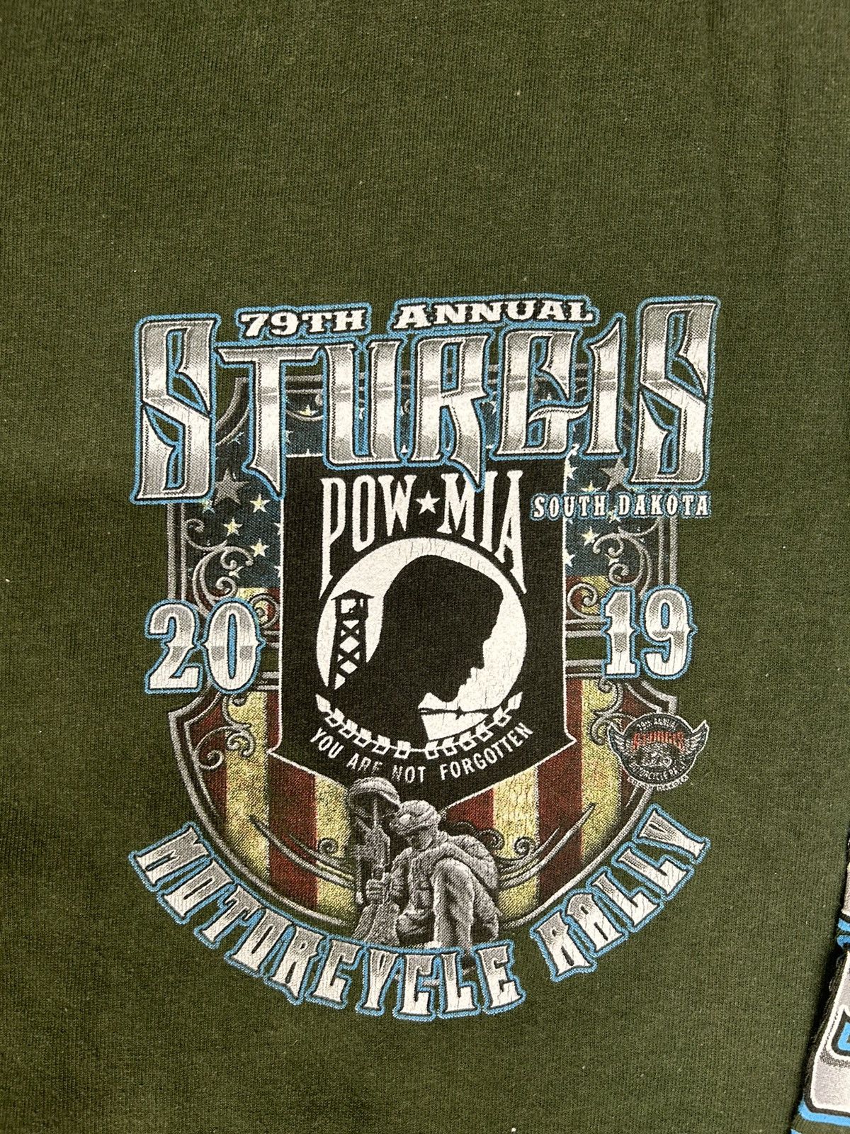 Harley Davidson × Vintage Crazy Vintage Y2K Essential Sturgis POW Green Longsleeve Tee Size US L / EU 52-54 / 3 - 3 Thumbnail