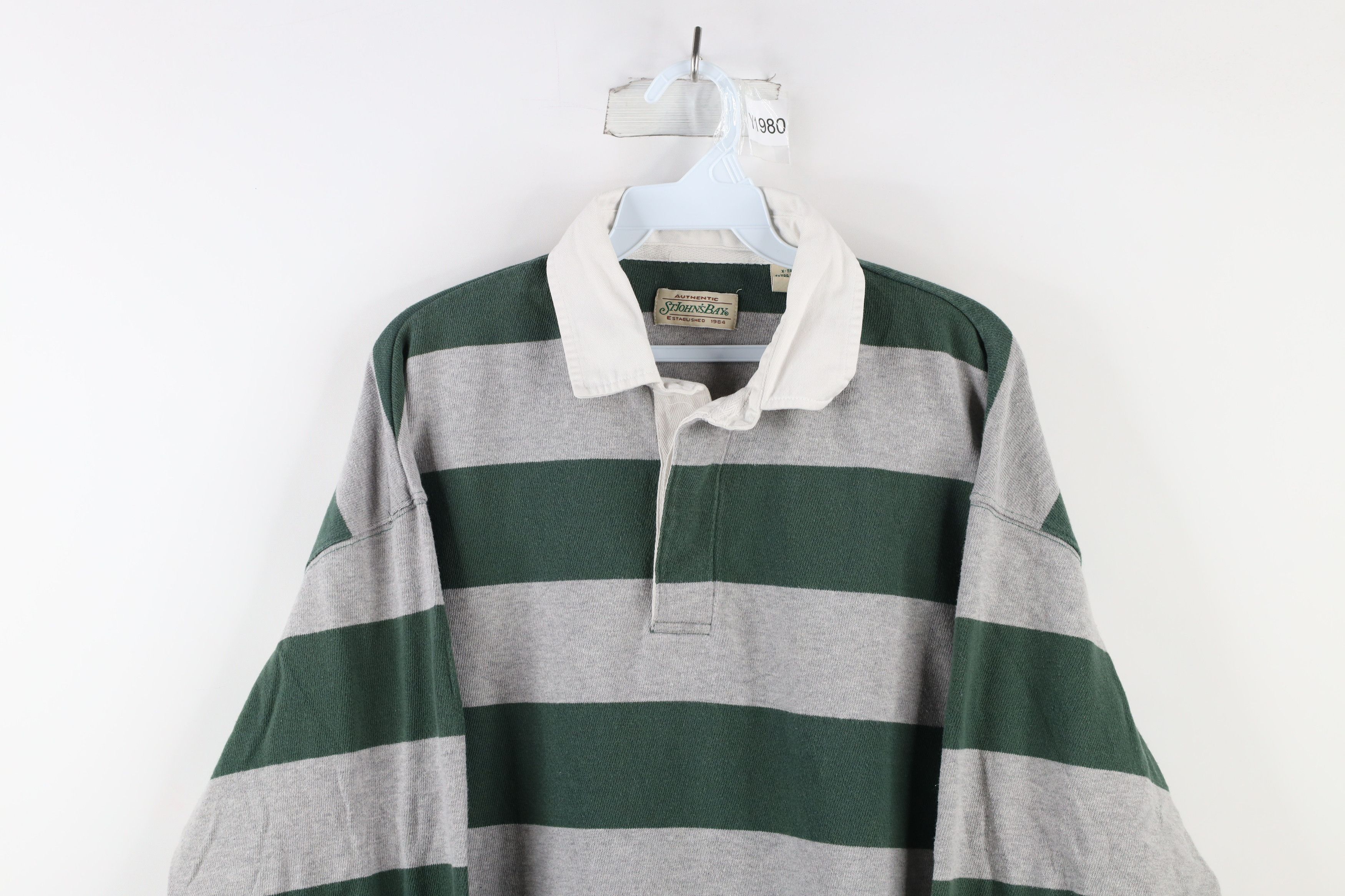 Vintage Vintage 90s Streetwear Striped Long Sleeve Rugby Polo Shirt Size US XL / EU 56 / 4 - 2 Thumbnail
