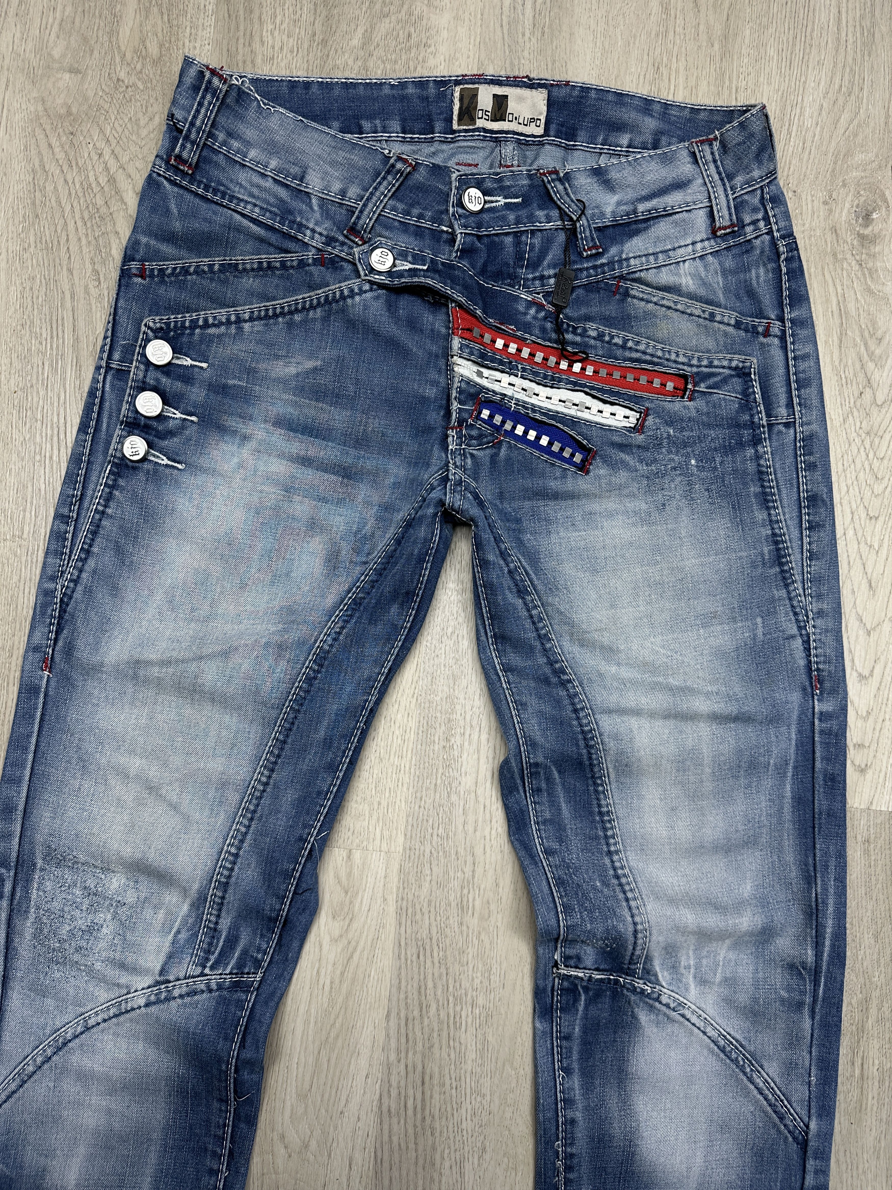 If Six Was Nine K&M Kosmo Lupo Patchwork Denim Pants Jeans Size US 29 - 2 Thumbnail