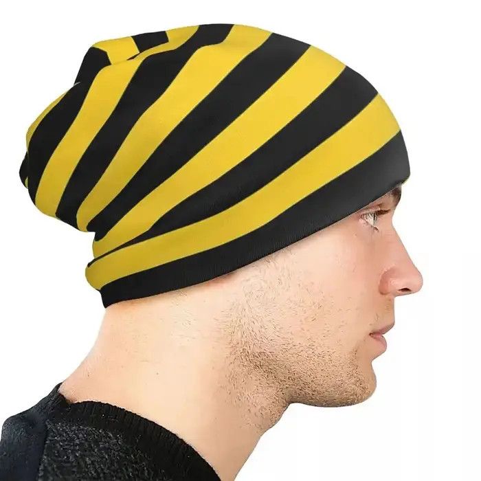 Vintage Yellow And Black Honey Bee Stripes Thin Skullies Beanies Size ONE SIZE - 5 Thumbnail