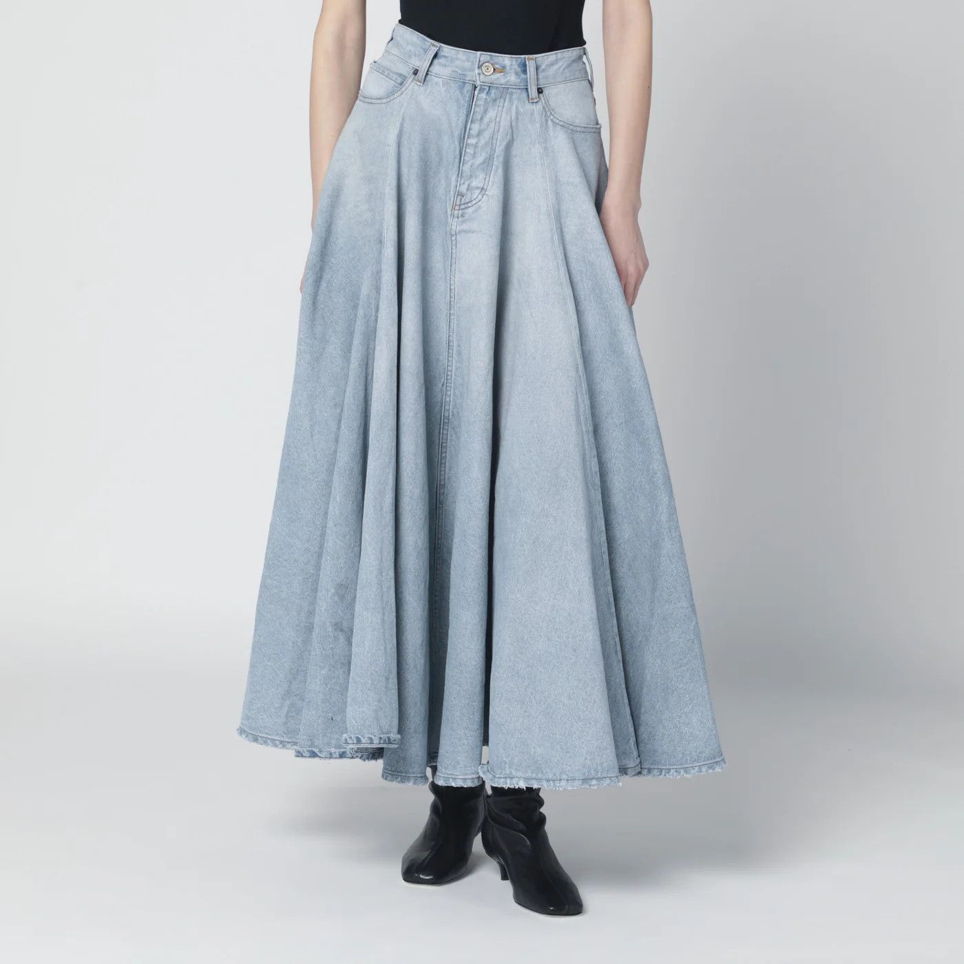 Balenciaga o1d2blof0426 Denim Skirt in Light Blue Size 26" / US 2 / IT 38 - 1 Thumbnail