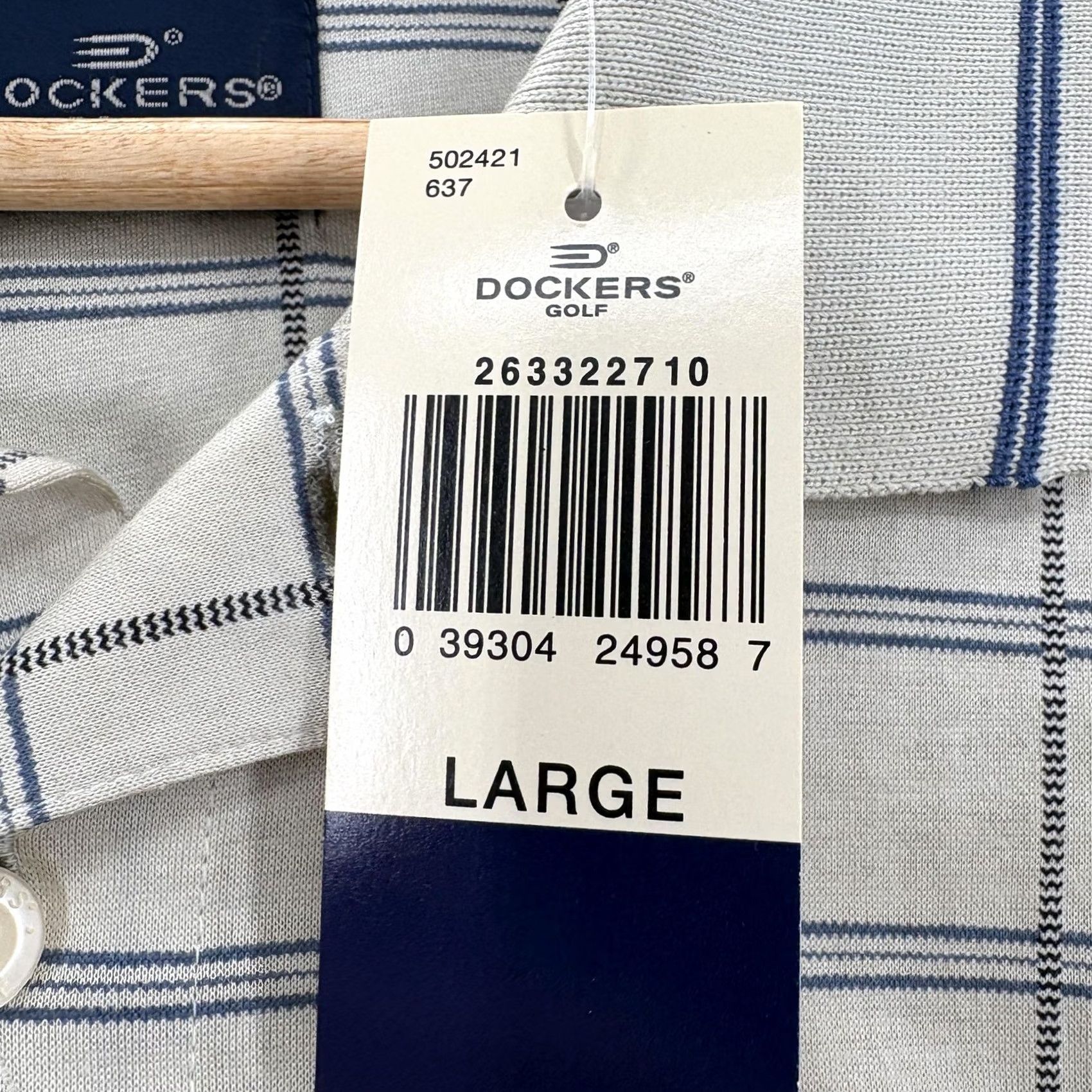 Dockers Dockers Golf Polo Shirt Mens Large Beige Check Easy Care Cotton Fit Size US L / EU 52-54 / 3 - 5 Thumbnail