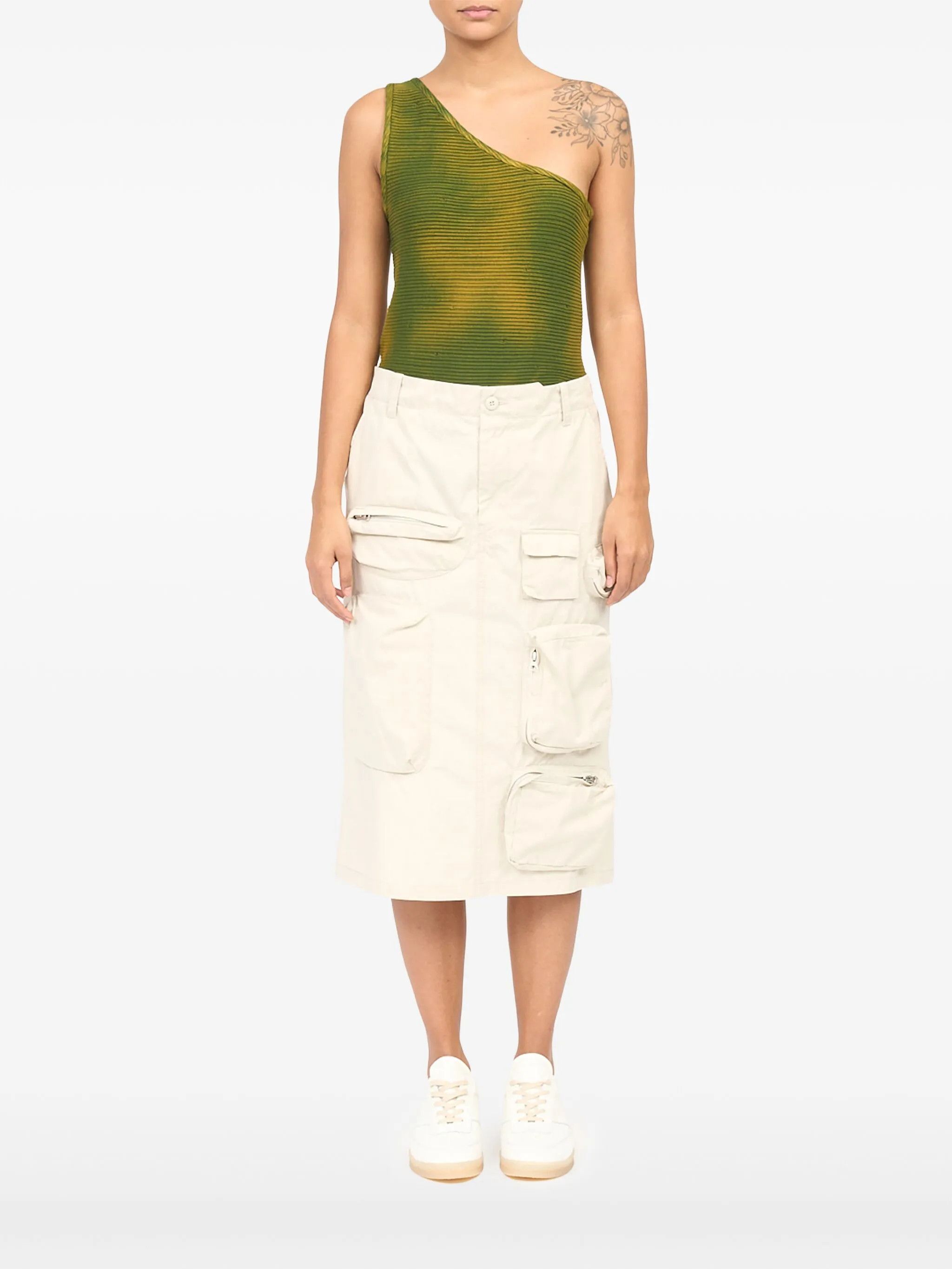 Maison Margiela oc11z0925 Cargo Midi Skirt in White Size 25" / US 0 / IT 36 - 2 Thumbnail