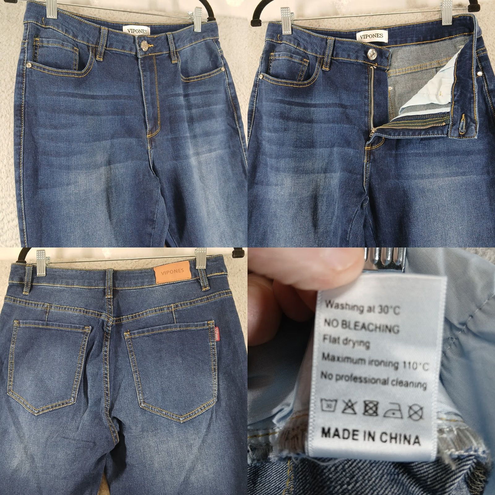 Vintage Vipones High Rise Flare Jeans Dark Wash Raw Step Hem 12 Tall EUC Womens Jeans Bohemian Retro Stretch 5-Pocket Design Zip Button Size 34" / US 12 / IT 48 - 8 Thumbnail