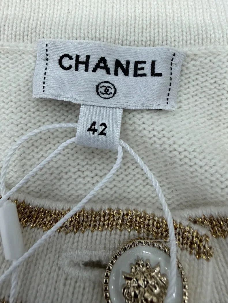 Chanel Chanel White gold-edged double-pocket cardigan coat Size M / US 6-8 / IT 42-44 - 4 Thumbnail