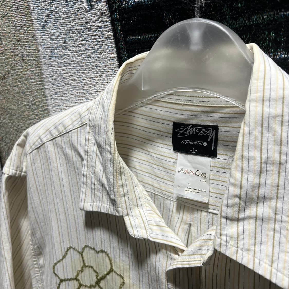Stussy Stussy Authentic embroidery Flower Stripe Shirt Size US L / EU 52-54 / 3 - 4 Thumbnail