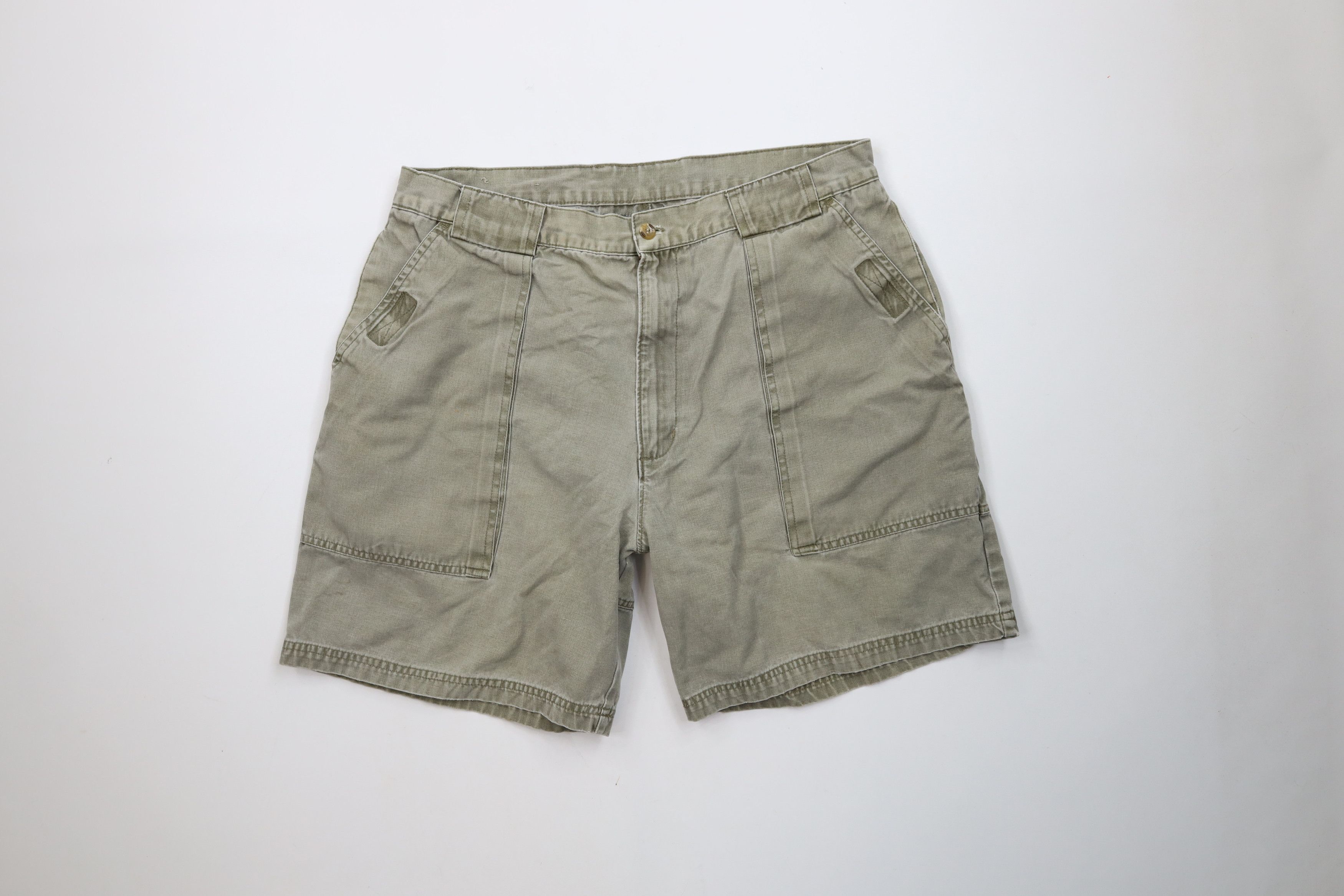 Vintage Vintage 90s Streetwear Pocket Above Knee Shorts Green Cotton Size US 36 / EU 52 - 1 Thumbnail
