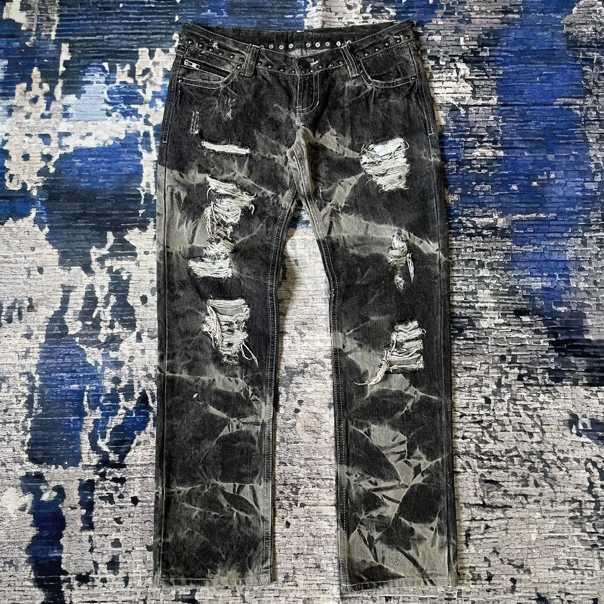 14th Addiction smoke acid wash distressed Jeans Gothic Punk Size US 33 - 2 Thumbnail