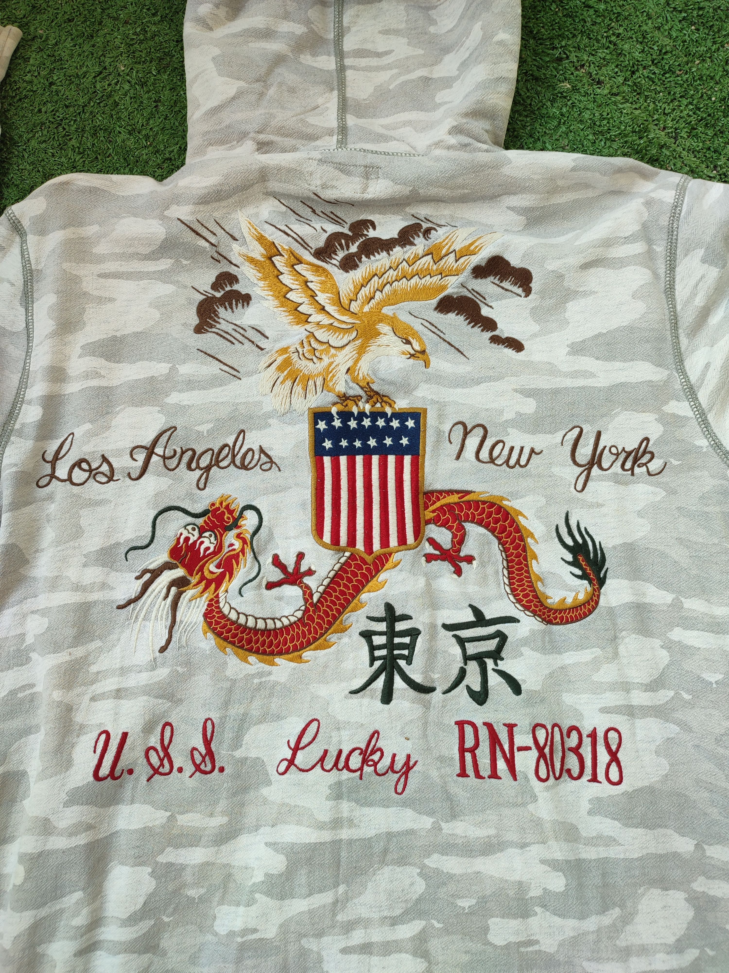 Japanese Brand RARE SUKAJAN DRAGON EMBROIDERY VINTAGE HOODIE Size US L / EU 52-54 / 3 - 2 Thumbnail