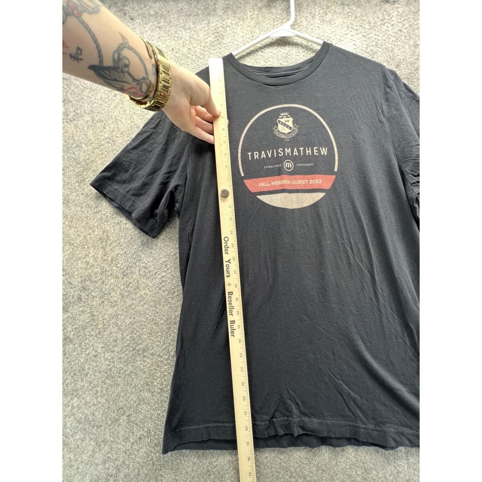 TravisMathew Travis Mathew Shirt Mens Large Black Golf Graphic Tee Tagless Crew Neck Short Sleeve Logo Print Mens L Black Golf Tee Size US L / EU 52-54 / 3 - 2 Thumbnail