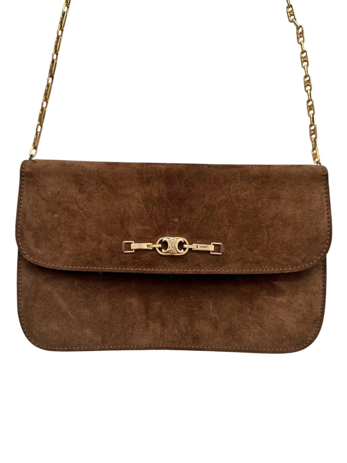 Celine OG Triomphe Chain Brown Suede Envelope Bag Size ONE SIZE - 1 Thumbnail
