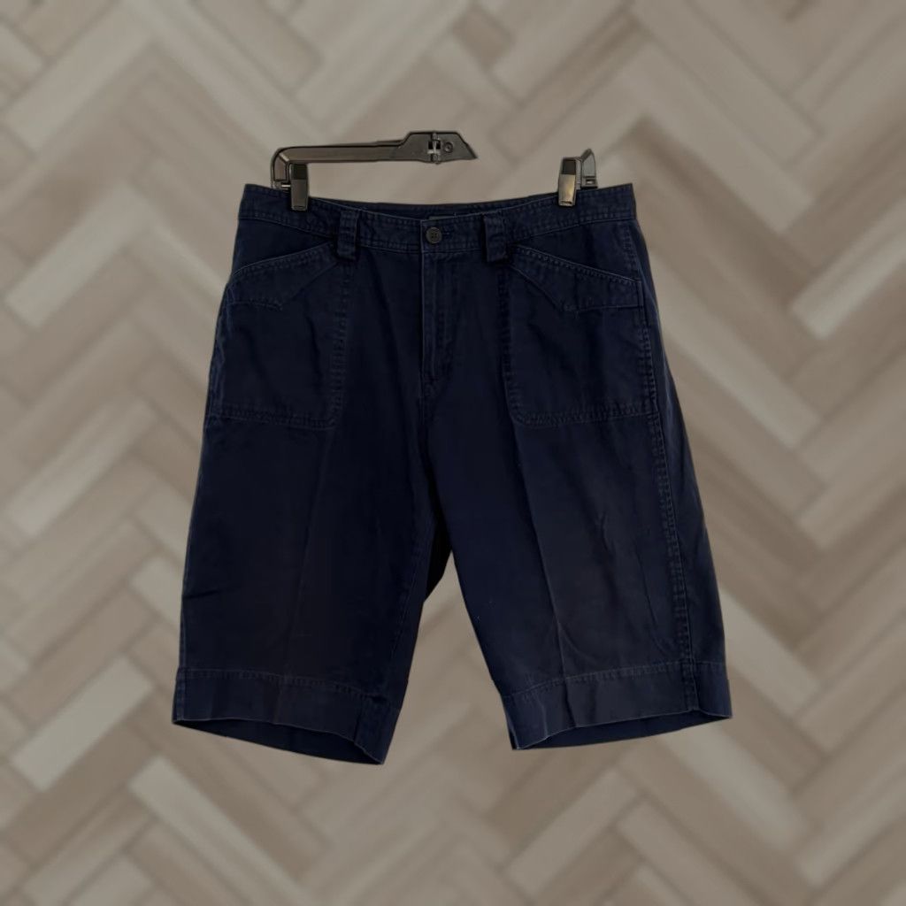 Ralph Lauren Ralph Lauren LRL Shorts Womens Blue Flat Front Bermuda Zip Pocket 12 Regular Cotton Blend Knit Logo Button Zipper Size 34" / US 12 / IT 48 - 1 Thumbnail