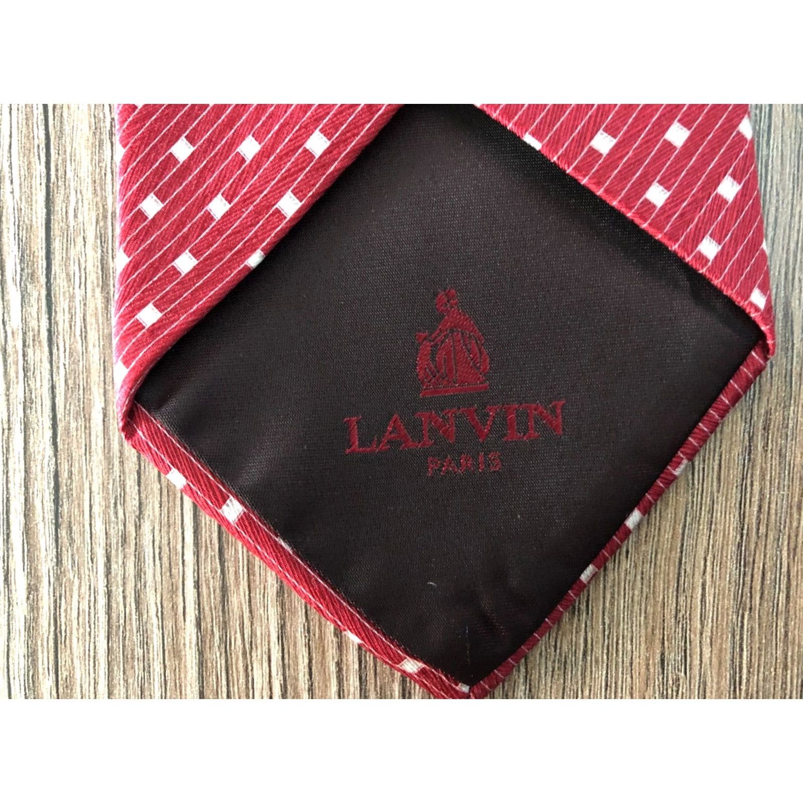 Lanvin Lanvin Classic Geometric Red Silk Tie Men's Size ONE SIZE - 6 Thumbnail