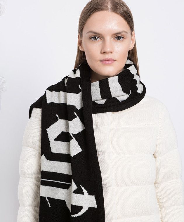 Palm Angels o1y1125 Size : OS / Logo Scarf in Black/White Size ONE SIZE - 2 Thumbnail