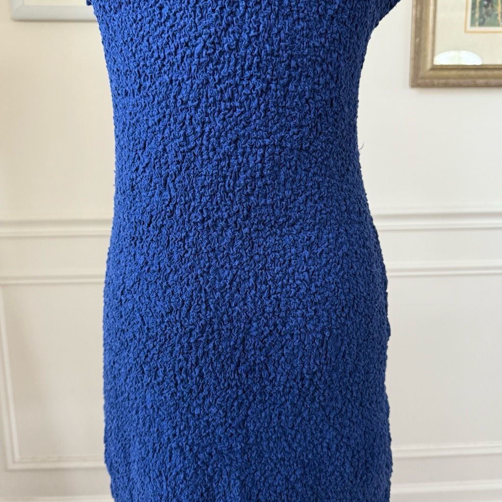 Anthropologie By Anthropologie Mock-Neck Textured Dress Smocked Ruched Ruf Size M / US 6-8 / IT 42-44 - 7 Thumbnail