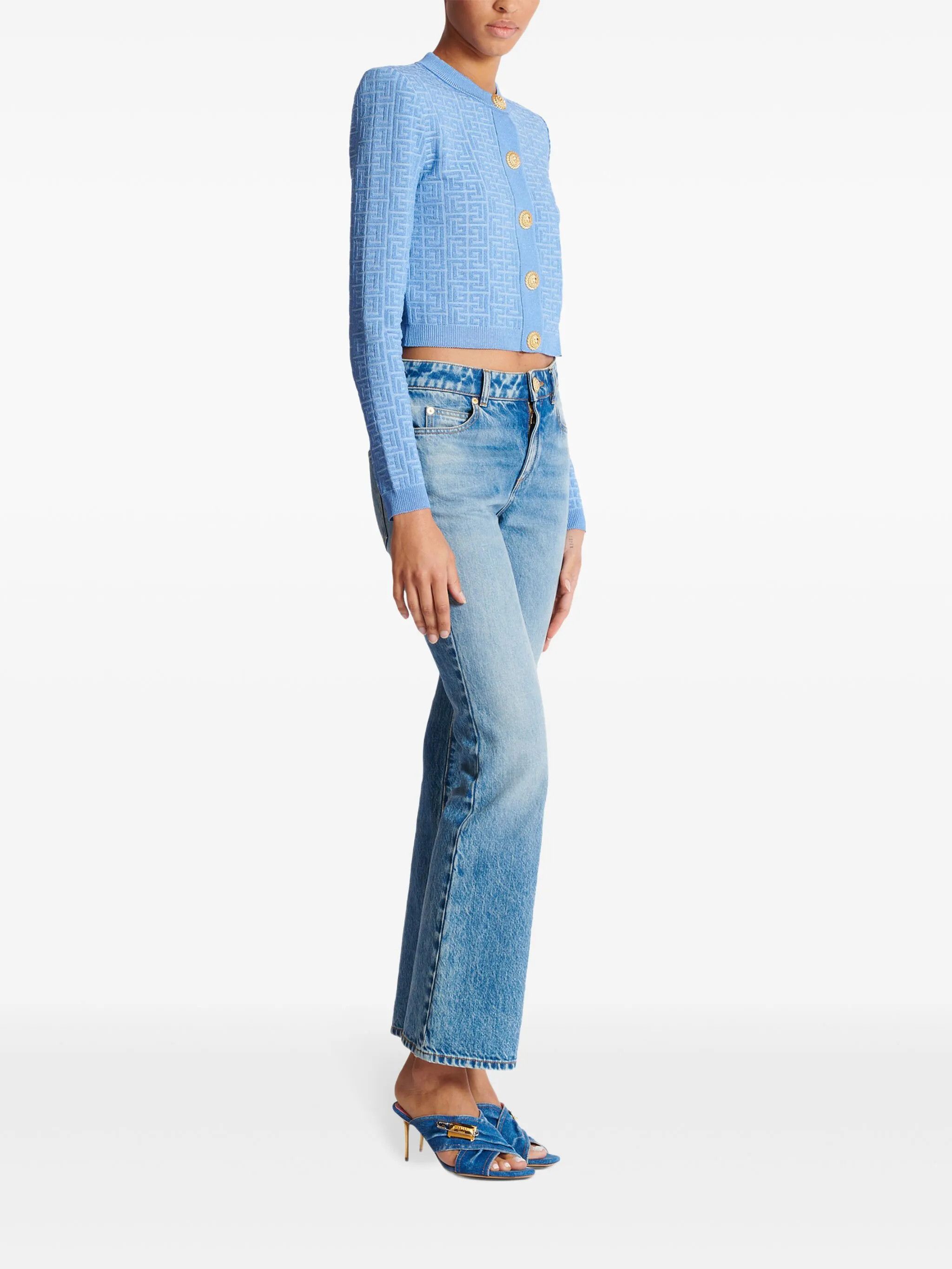 Balmain o1loc1c0526 PB Labyrinth Cardigan in Blue Size XXS / US 00 / IT 34 - 2 Thumbnail