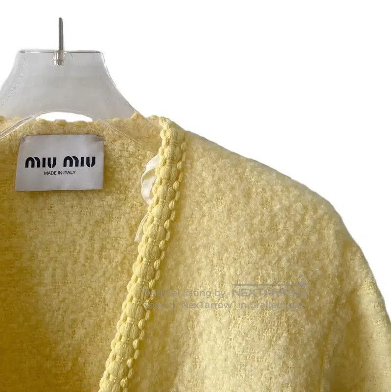 Miu Miu Miu Miu Yellow Wool Cardigan with Logo . Size XS / US 0-2 / IT 36-38 - 4 Thumbnail