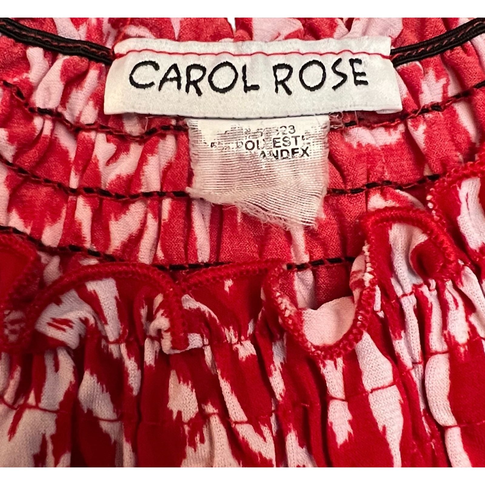Other Carol Rose Shirt Medium Red & White Top Blouse Ruffled Neck Size M / US 6-8 / IT 42-44 - 3 Thumbnail