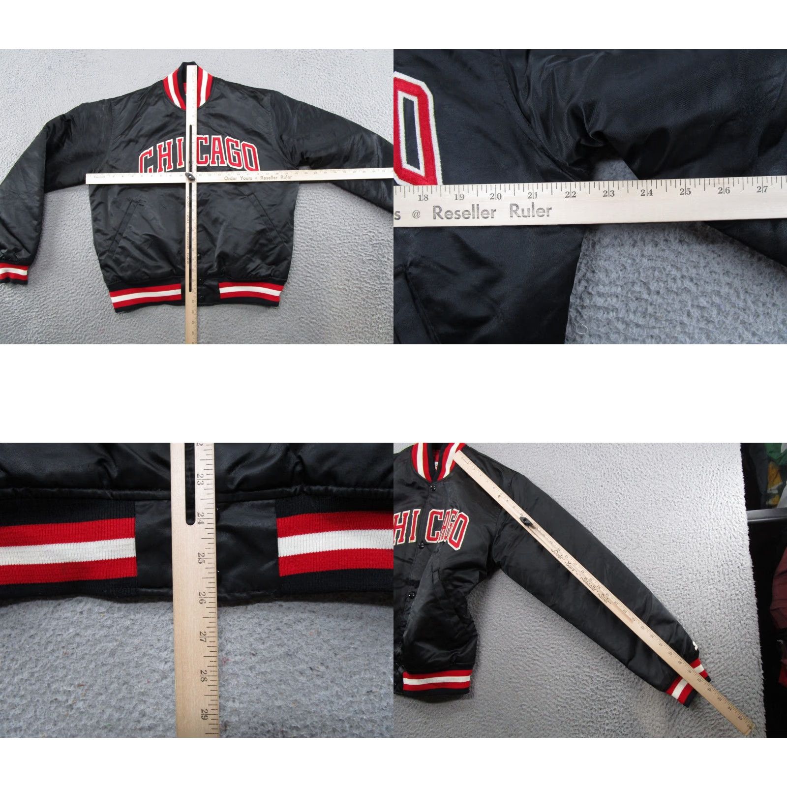 Starter VINTAGE Starter Chicago Bulls Men’s Size M Black 90s Satin Jacket Snap Up Read Size US M / EU 48-50 / 2 - 8 Thumbnail