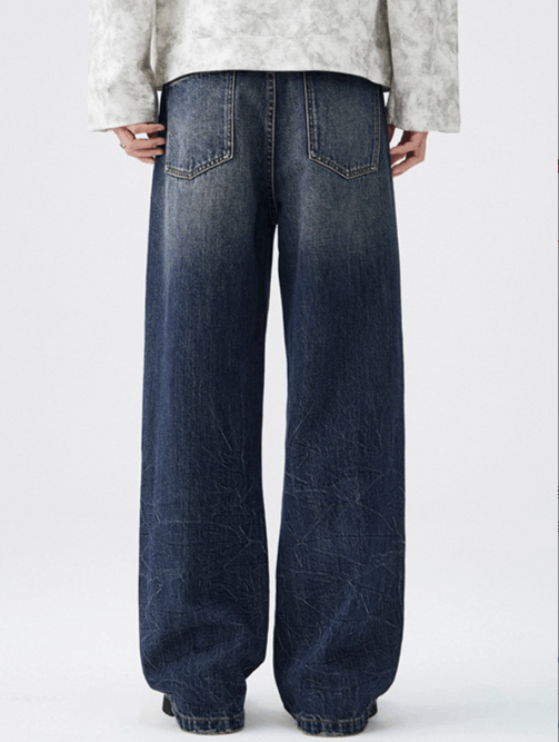 Japanese Brand × Jean High street straight whisker washed all-match loose jeans Size US 32 / EU 48 - 4 Thumbnail