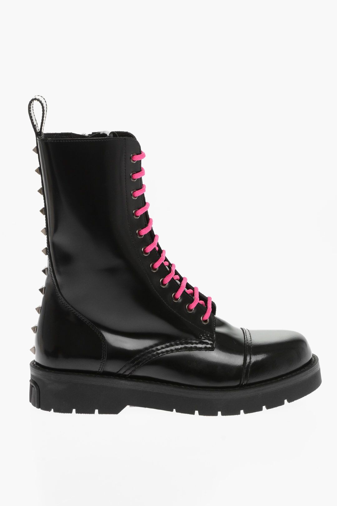 image of Valentino Og1Mm0524 Brushed Leather Combat Boots In Black, Men's (Size 11)