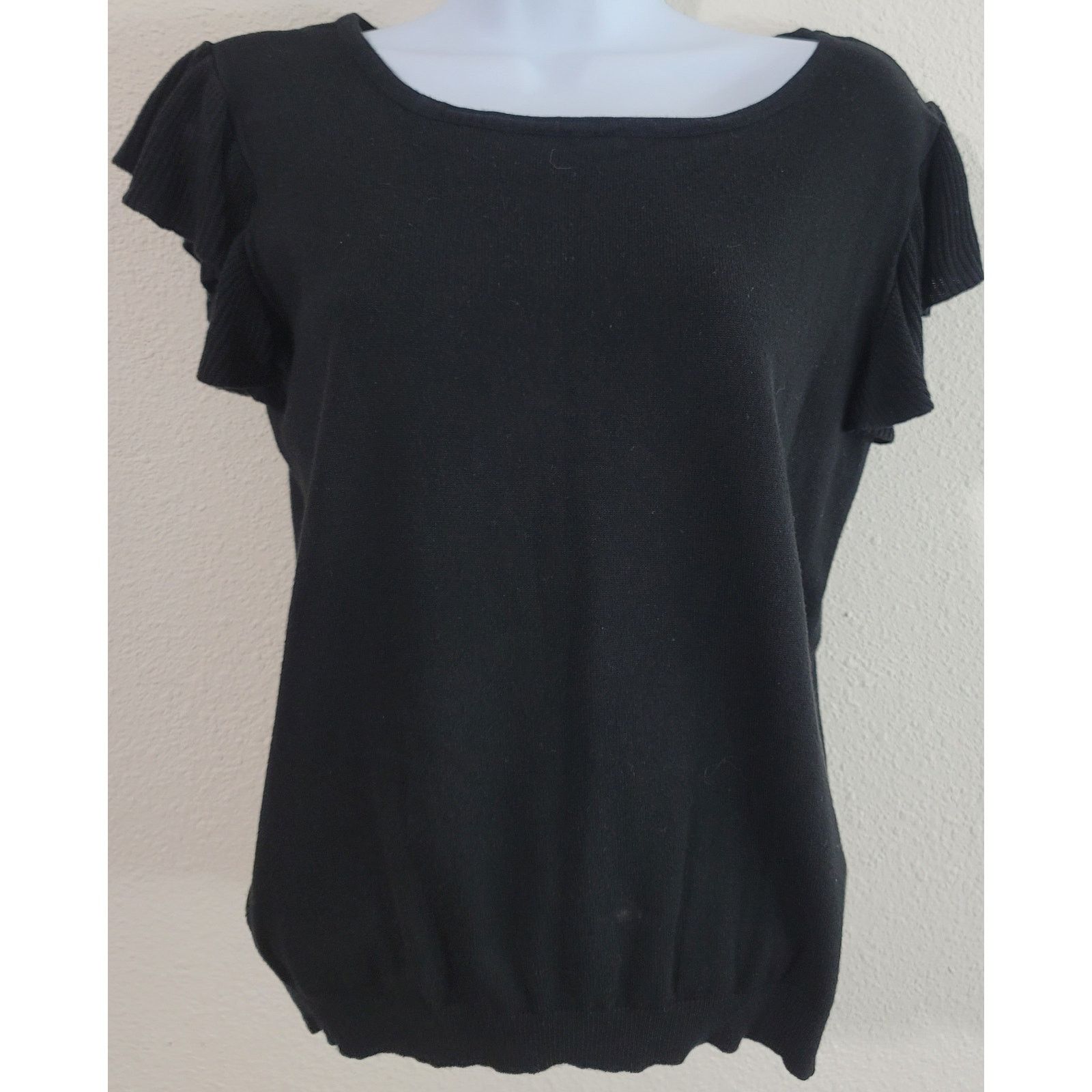 Other Joseph A Black Knit Sweater Capped Sleeves Top Medium Soft Size M / US 6-8 / IT 42-44 - 1 Thumbnail