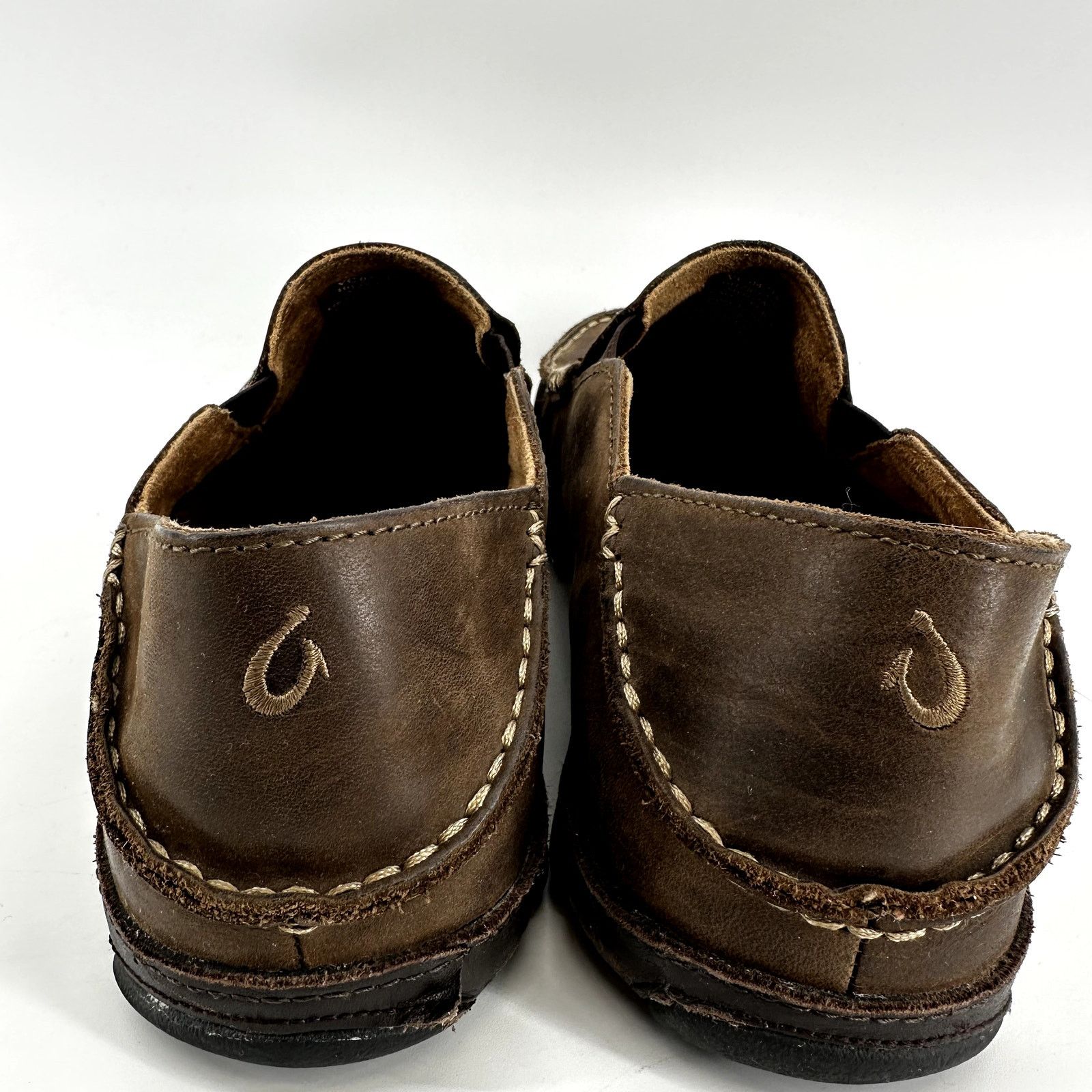 Olukai Moloa Slip On Shoes Nubuck Leather Dark Wood Java 12