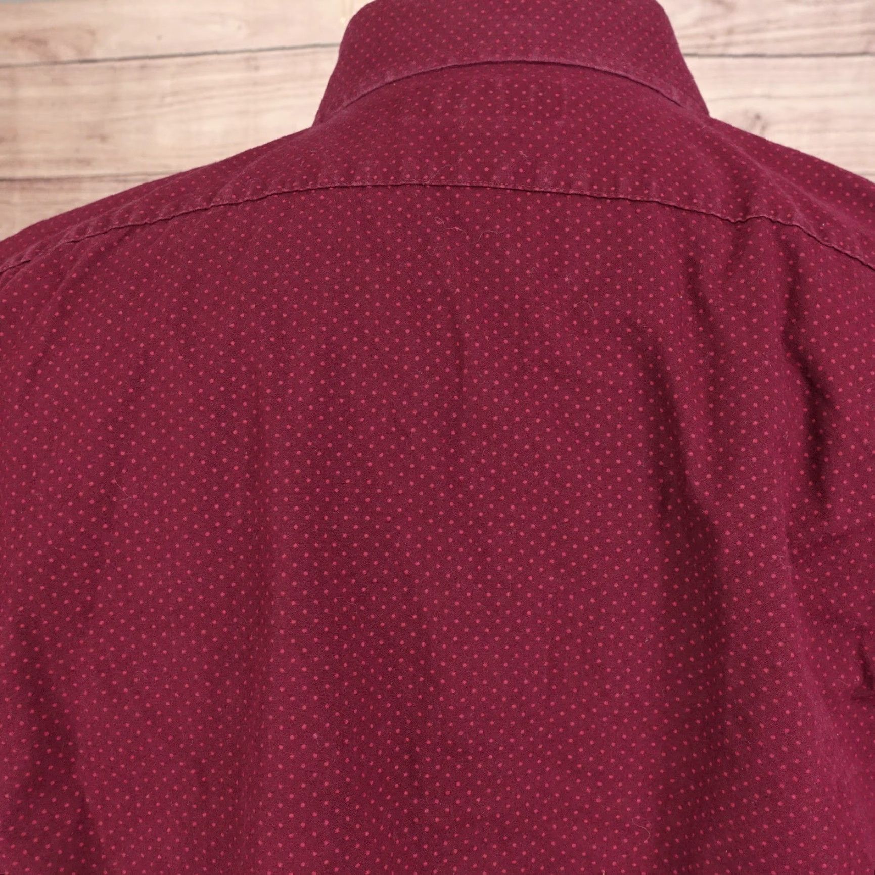 Express VINTAGE Express Men's Shirt Large Burgundy Red Polka Dot Long Sleeve Casual Business Size US L / EU 52-54 / 3 - 5 Thumbnail