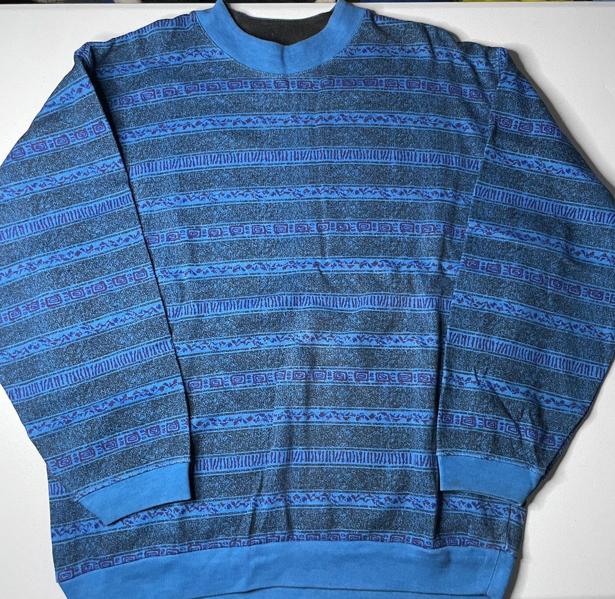 Vintage Vintage Shah Safari blue n purple pattern crewneck Size US L / EU 52-54 / 3 - 1 Thumbnail