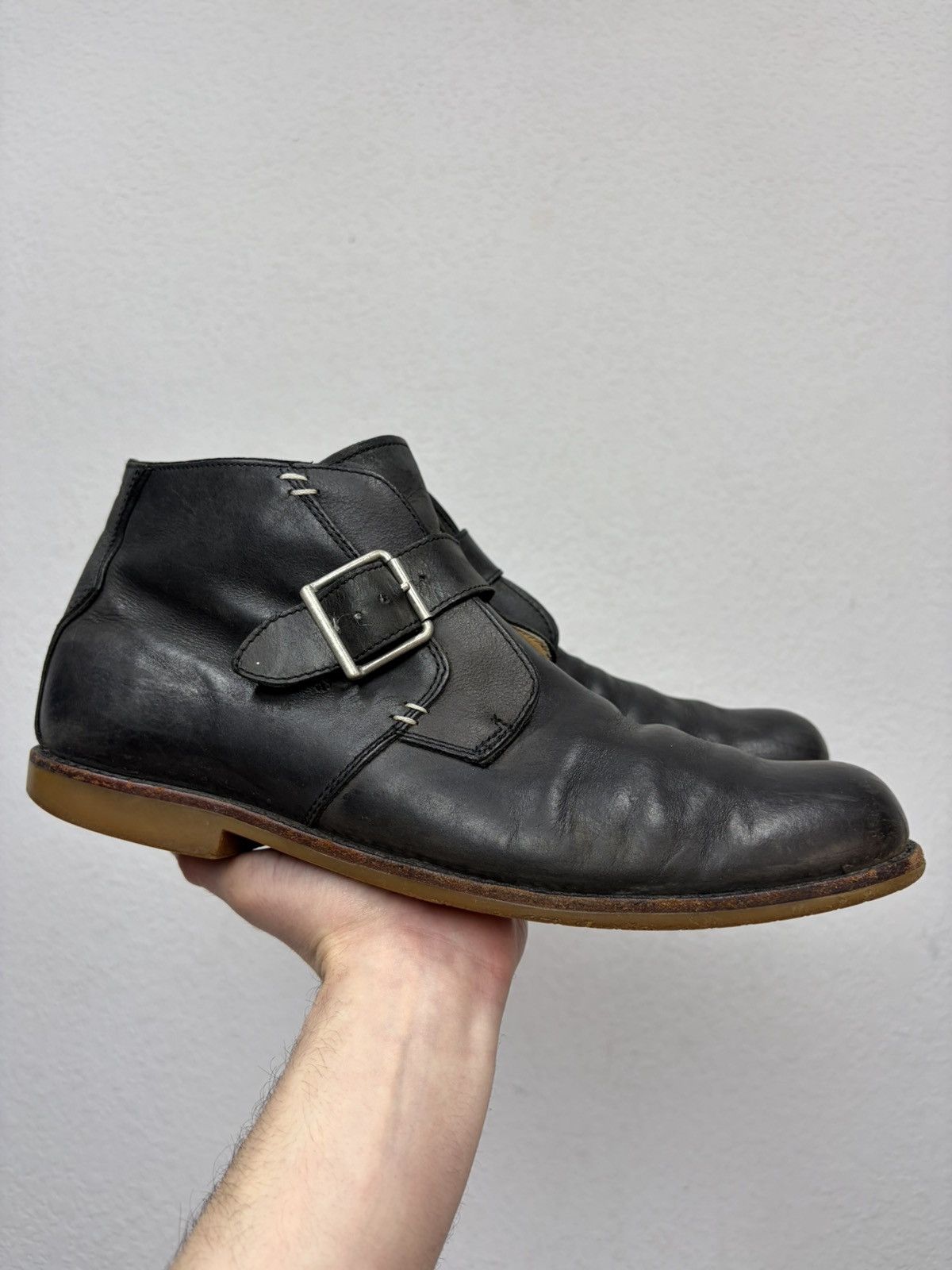 Hedi Slimane VTG Brown Leather Buckle Boots Carol Christian Poell Style Size US 12 / EU 45 - 2 Thumbnail