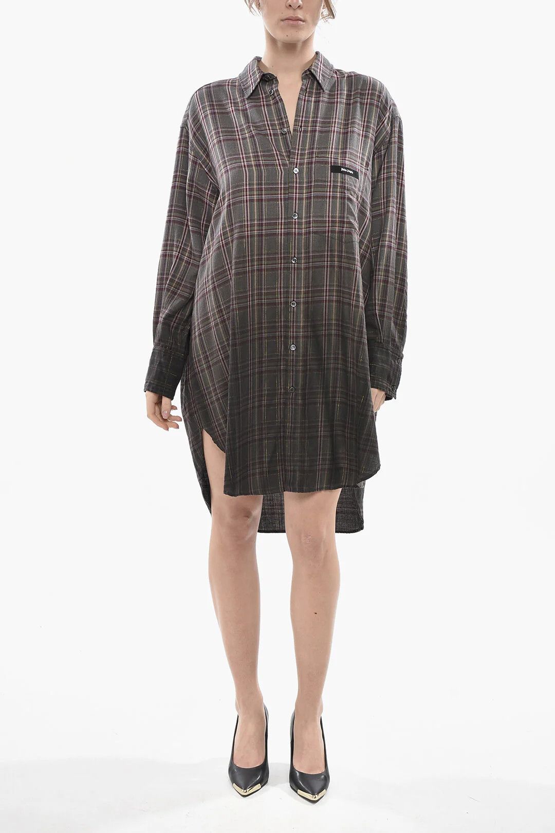 Palm Angels og1mm0326 Midi Shirt Dress in Grey Size M / US 6-8 / IT 42-44 - 1 Thumbnail