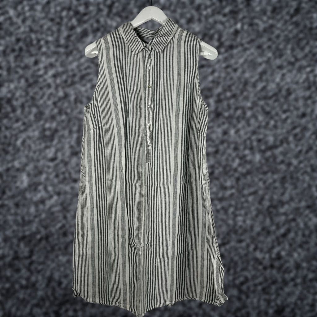 Vintage Tahari Womens Striped 100% Linen Sleeveless Shift Dress 1X Black & White Casual Size XL / US 12-14 / IT 48-50 - 1 Thumbnail