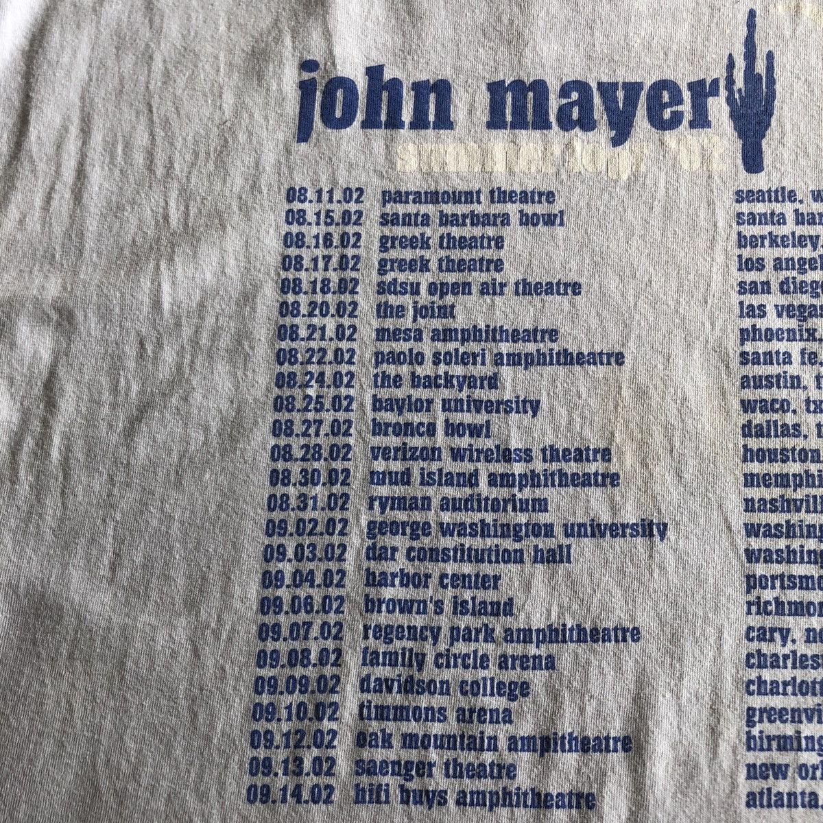 Vintage John Mayer Summer Tour 2002 Light Gray Size L Size US L / EU 52-54 / 3 - 21 Thumbnail